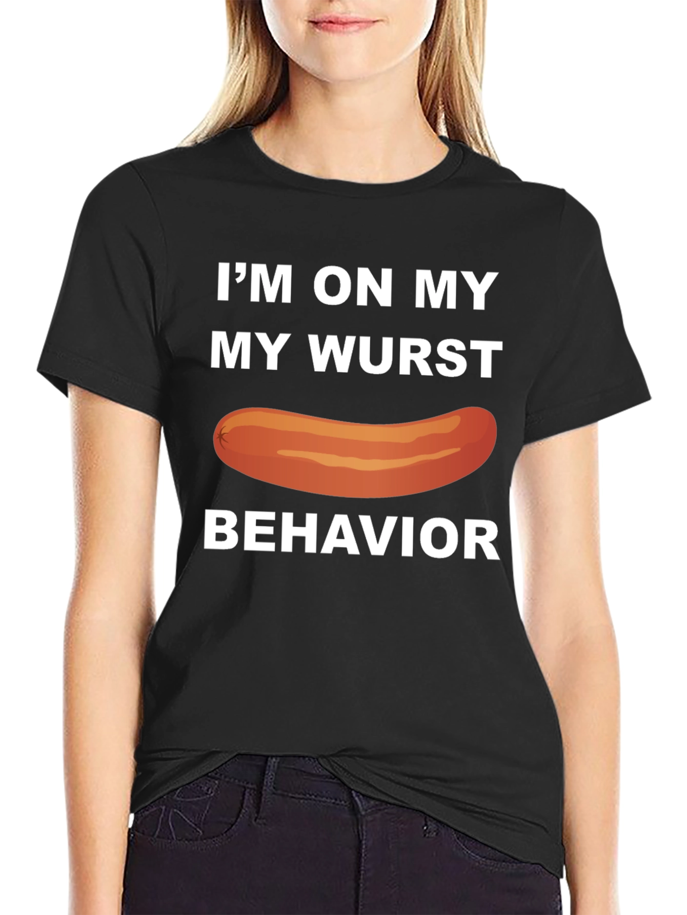 Black Wurst Behavior T-Shirt Funny Sausage Tee view 2