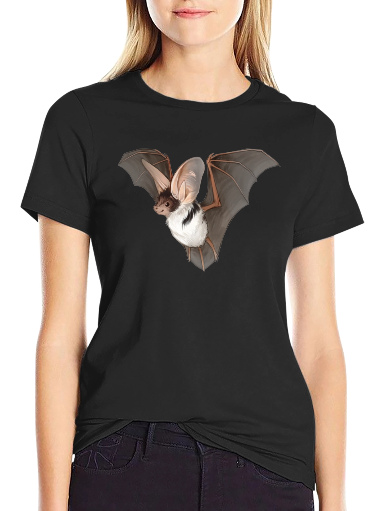 Black Bat Graphic Tee - Black Unisex T-Shirt view 2
