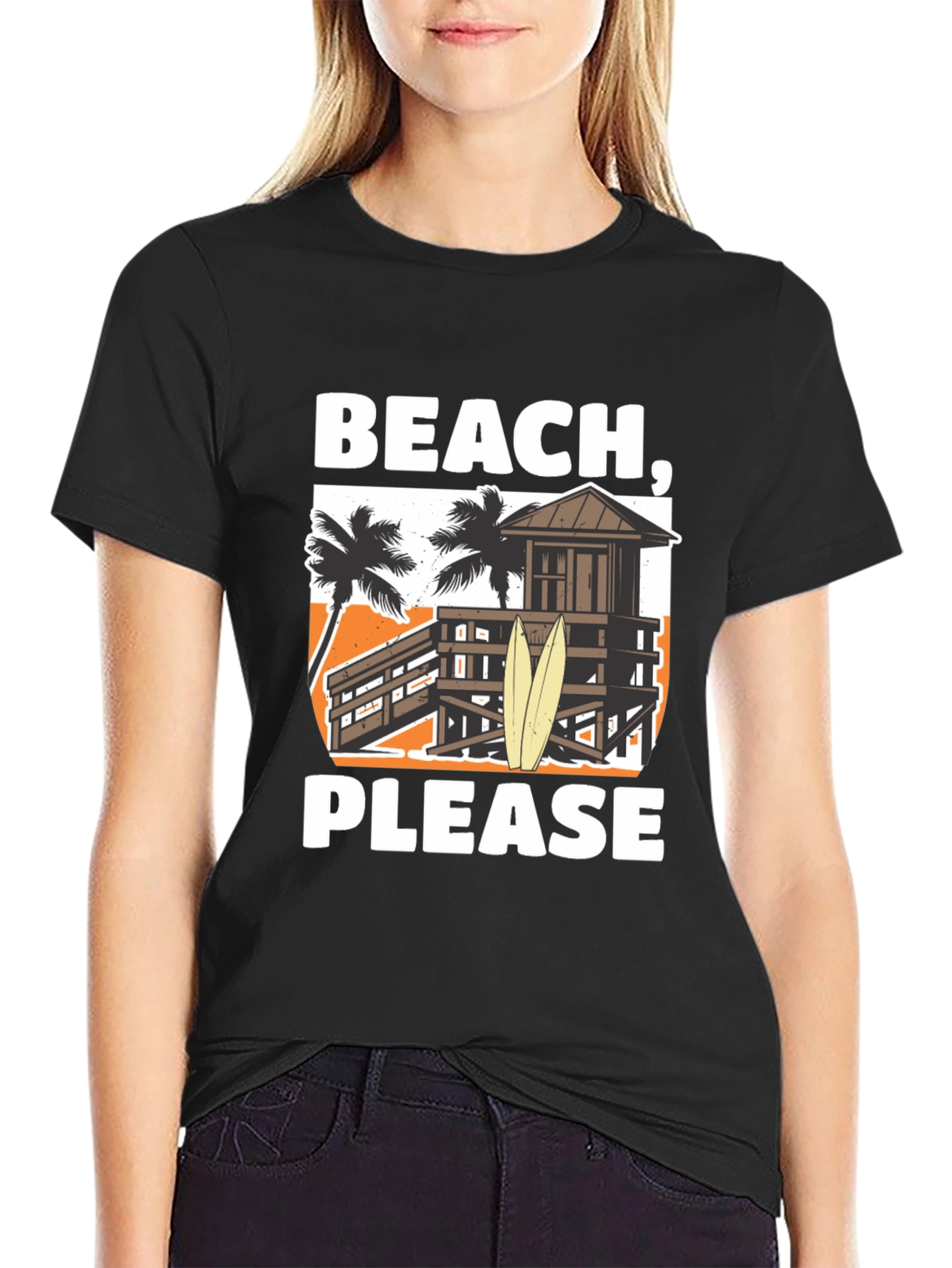 Black Beach, Please T-Shirt - Summer Vacation Apparel view 2