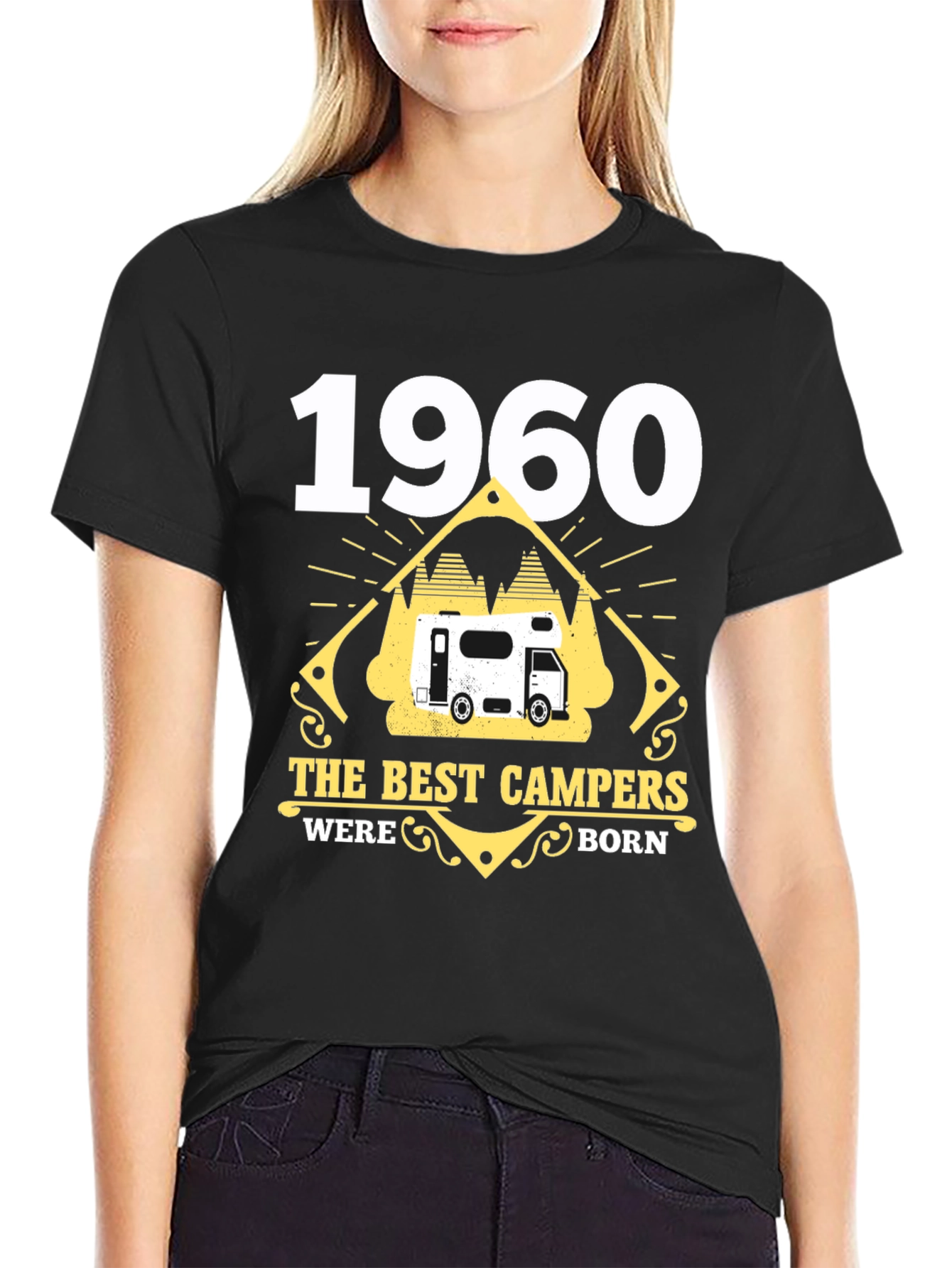 Black 1960 The Best Campers Were Born T-Shirt view 2