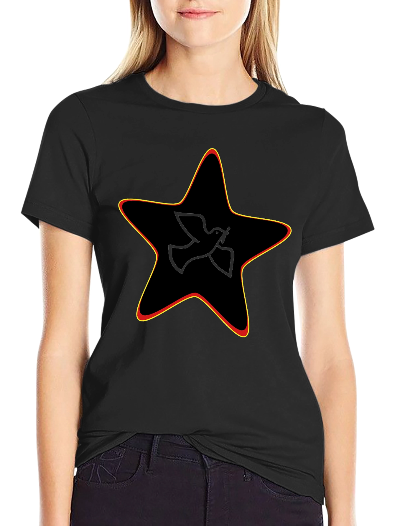 Black Peace Dove Star Graphic Black Tee view 2