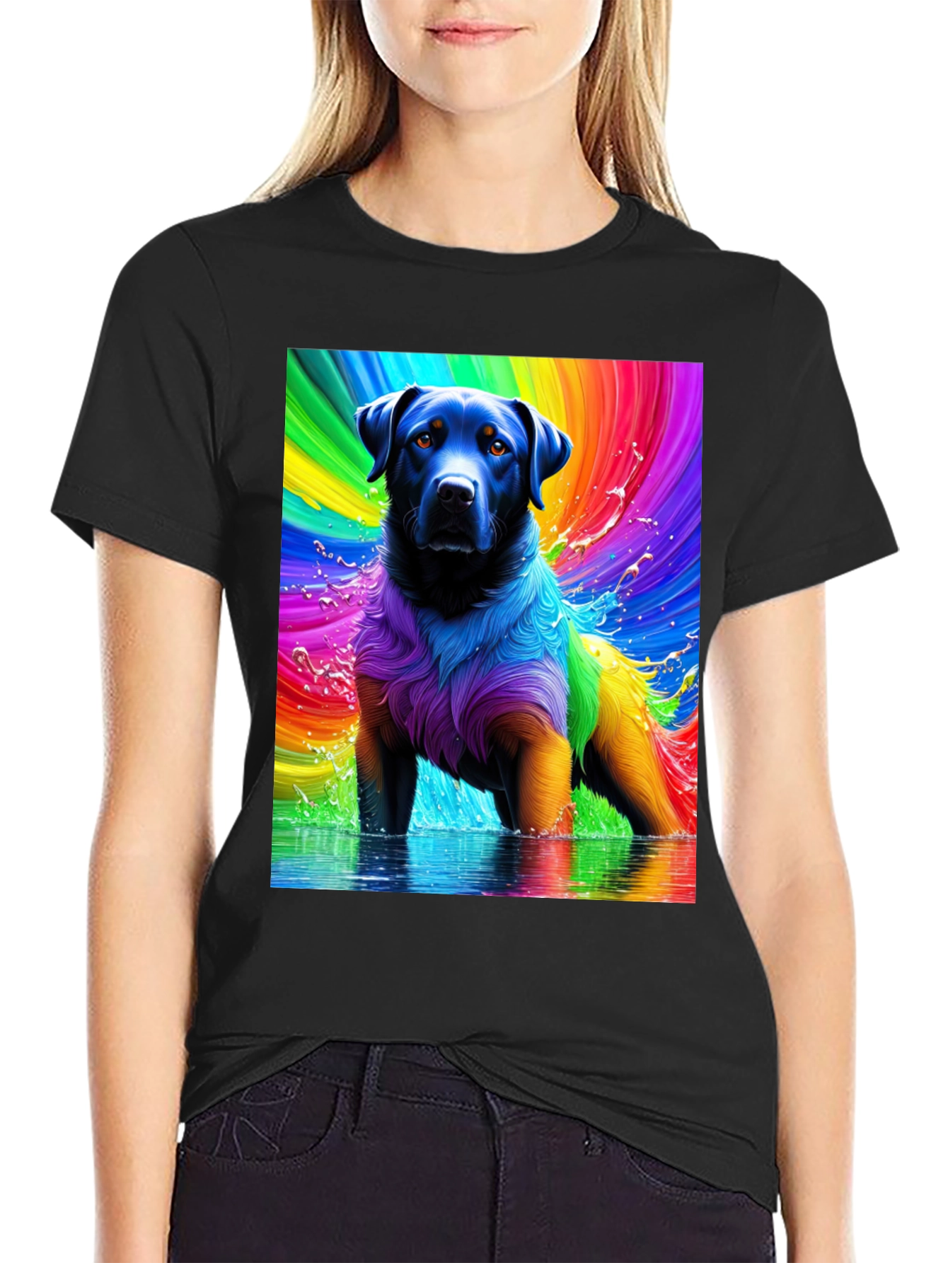 Rainbow Dog T-Shirt - Vivid Pet Art Tee - 2