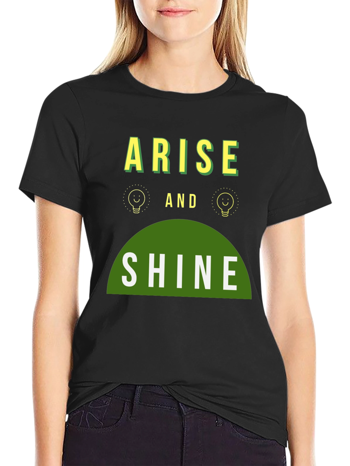 Black Arise and Shine Graphic Tee - Black Cotton Blend view 2