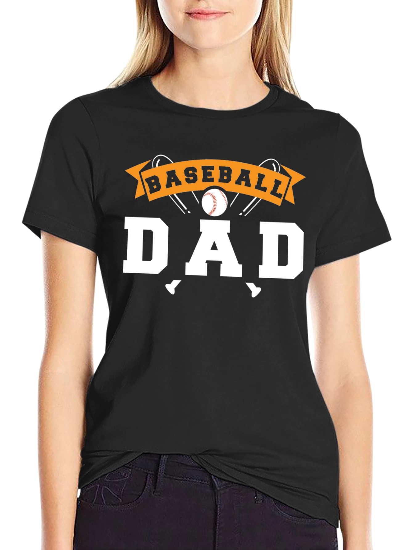 Black Baseball Dad T-Shirt - Sports Fan Apparel view 2