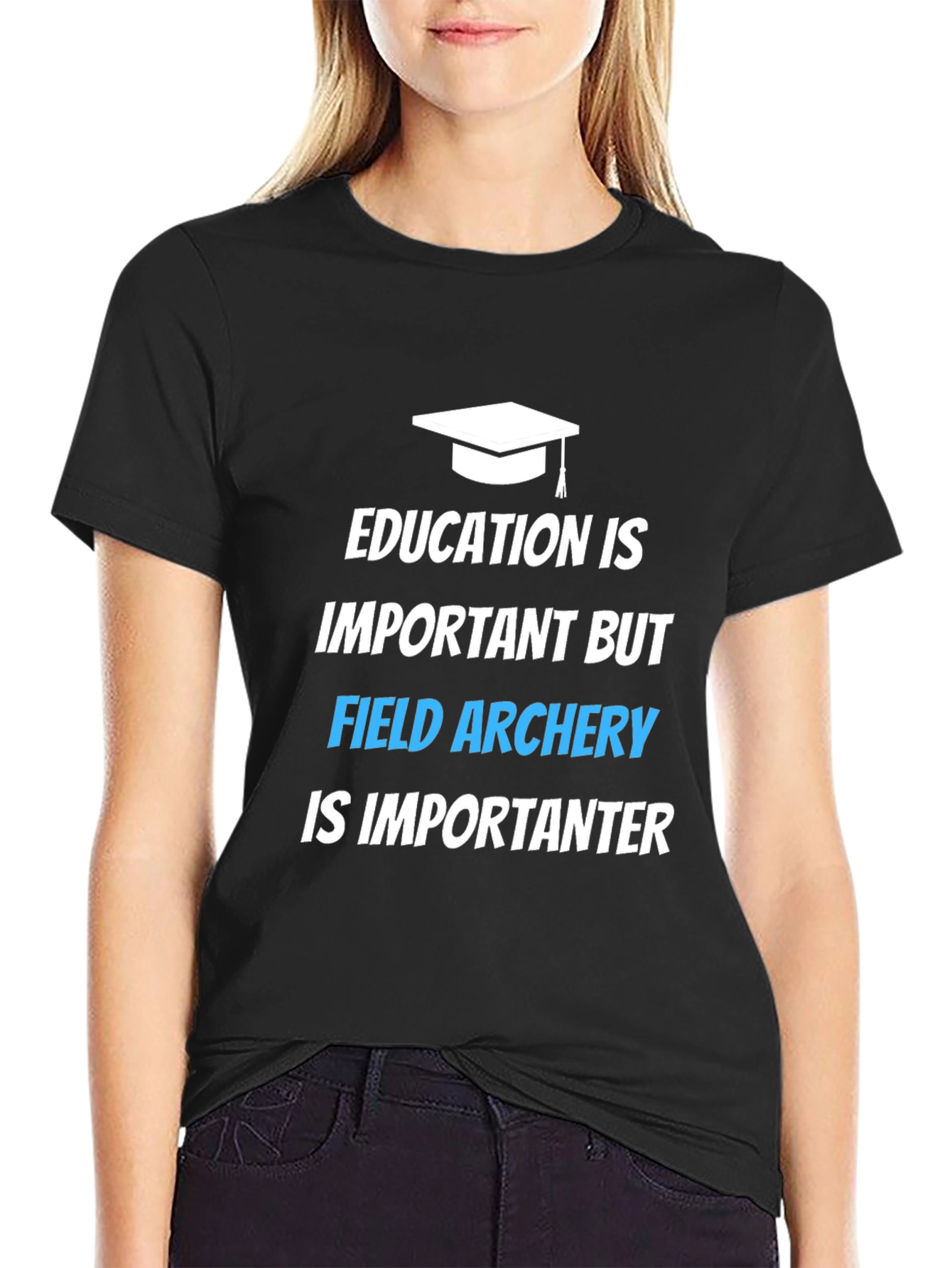 Black Field Archery T-Shirt: Education Is Important view 2