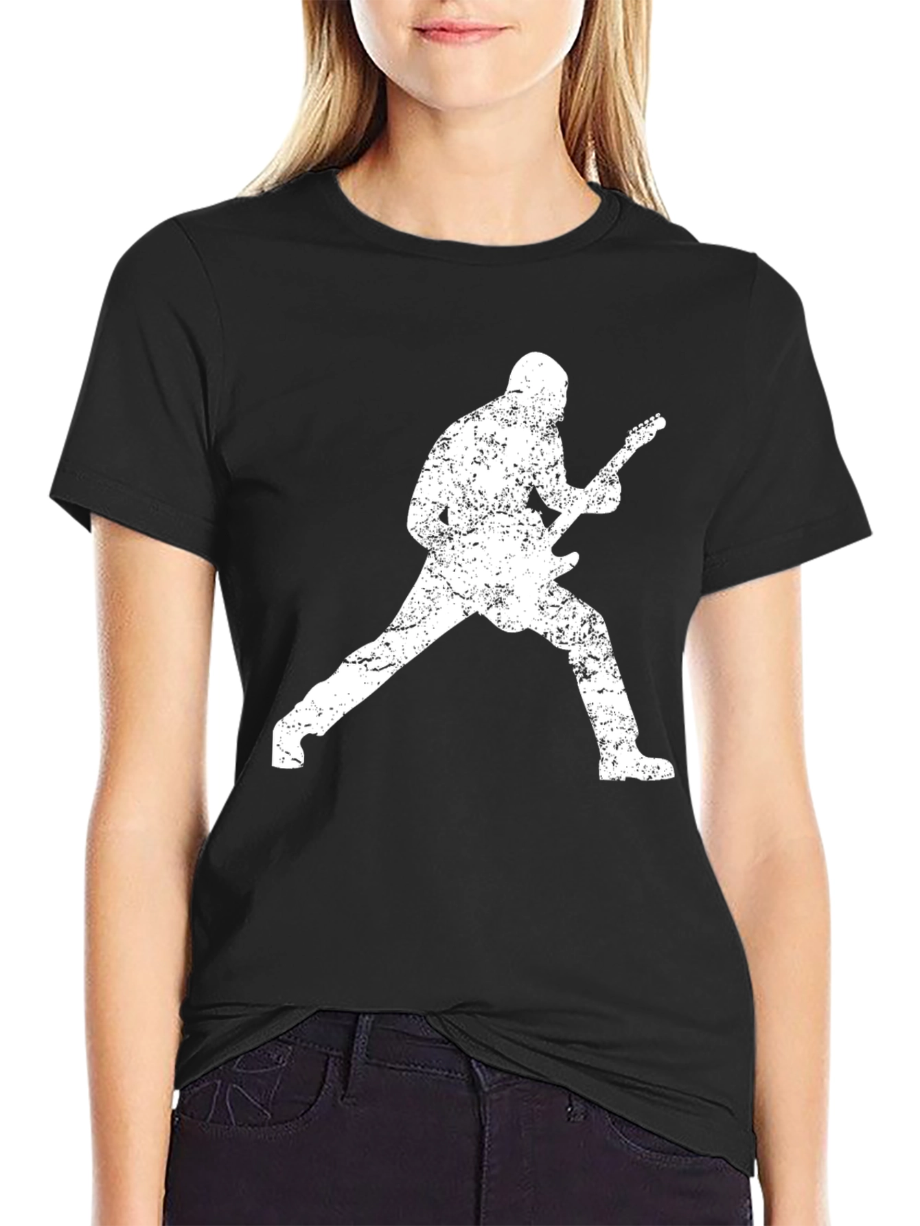 Black Rockstar Guitar Player Graphic T-Shirt view 2