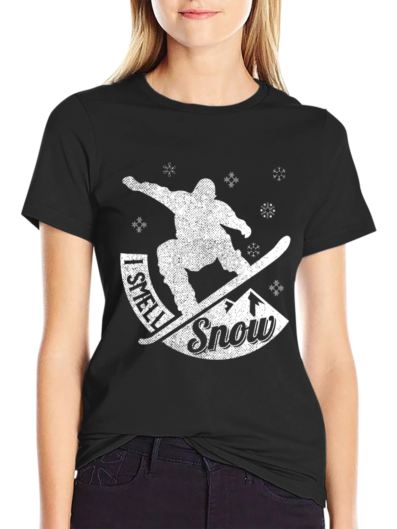 Black I Smell Snow Black Graphic Tee Shirt view 2