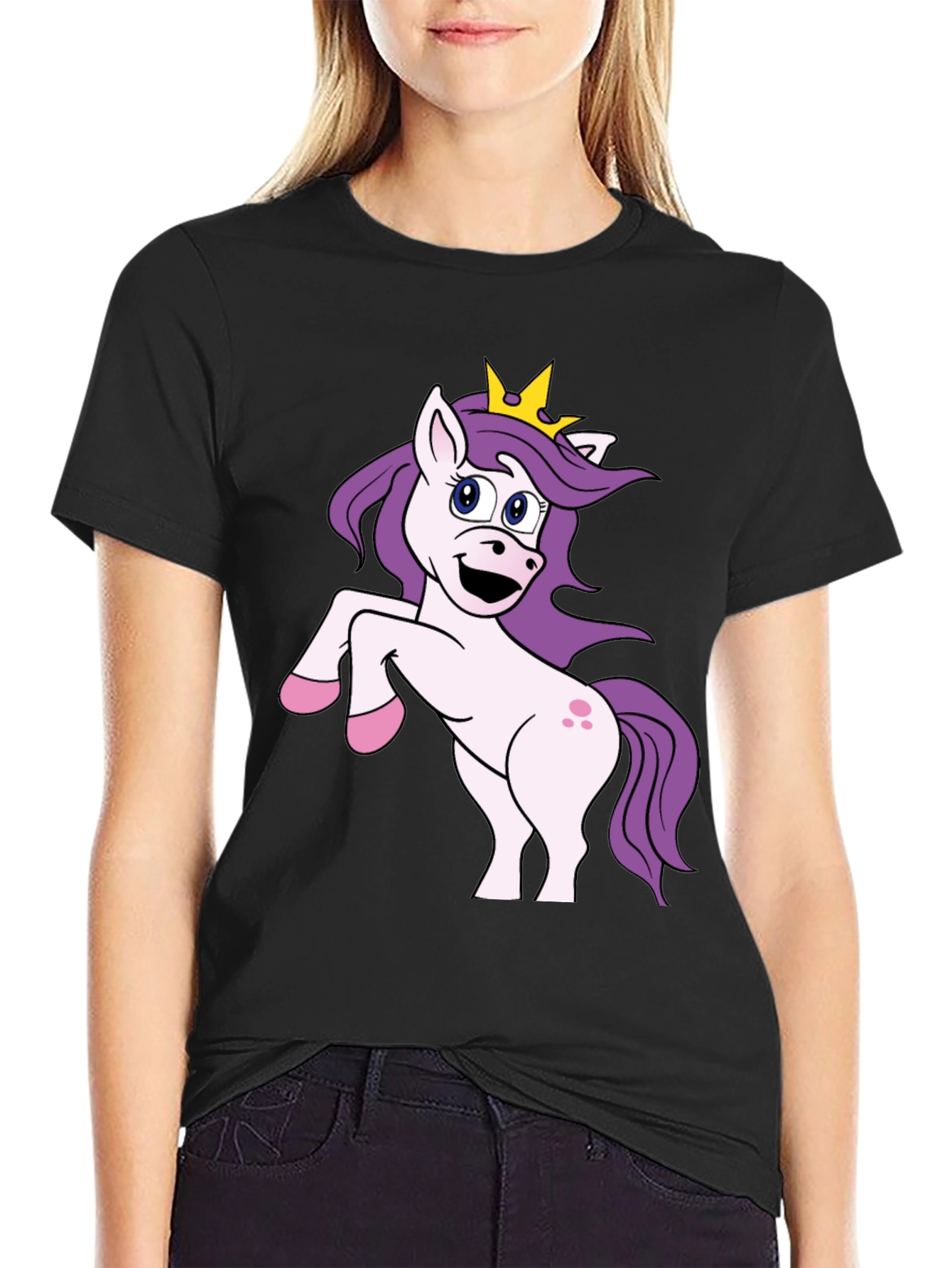 Black Unicorn Graphic Black T-Shirt view 2