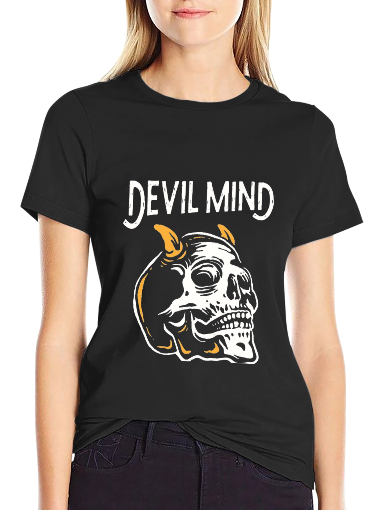 Black Devil Mind Skull Graphic T-Shirt - Mens view 2