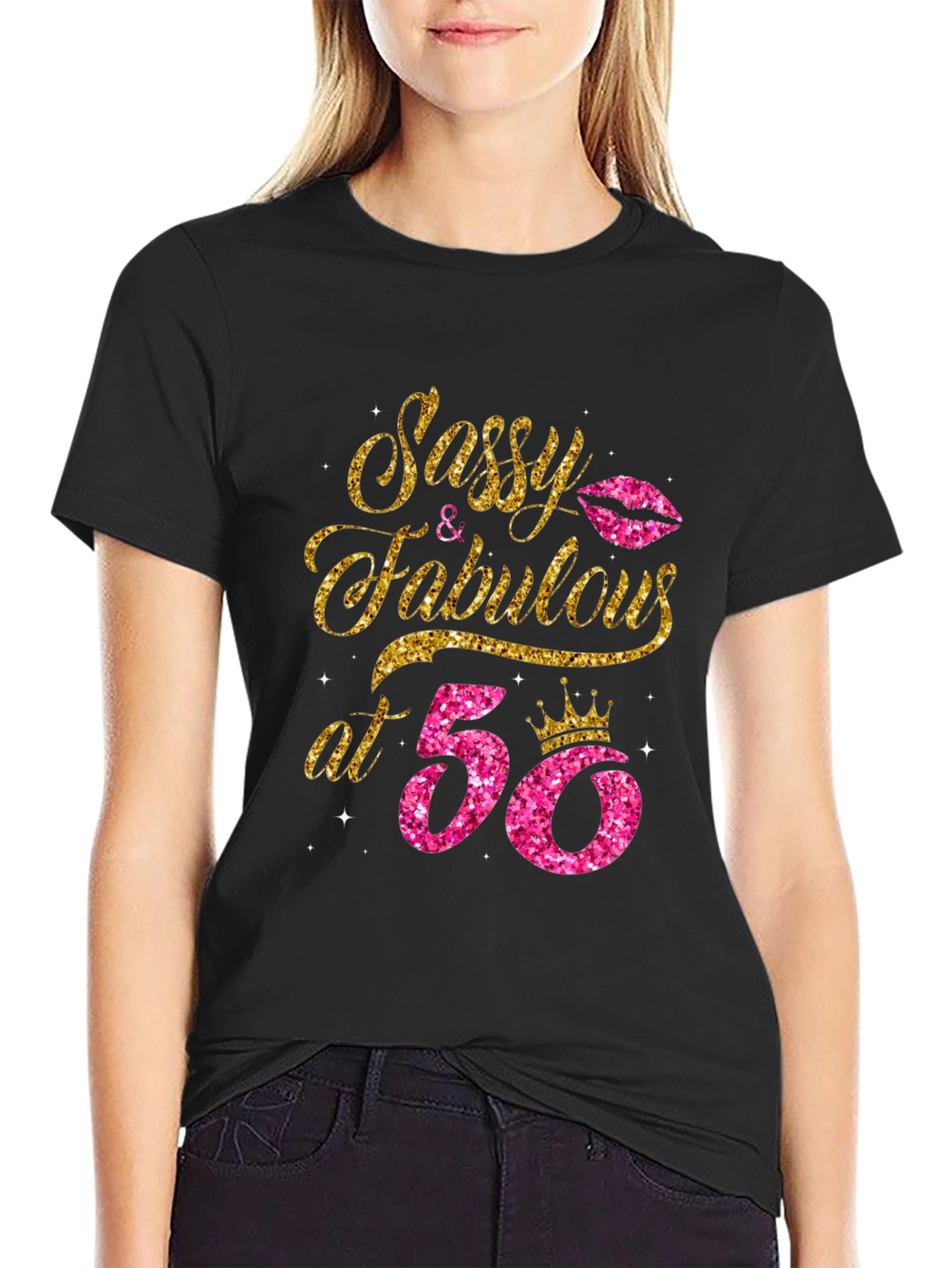 Black Sassy & Fabulous at 50 Birthday T-Shirt view 2
