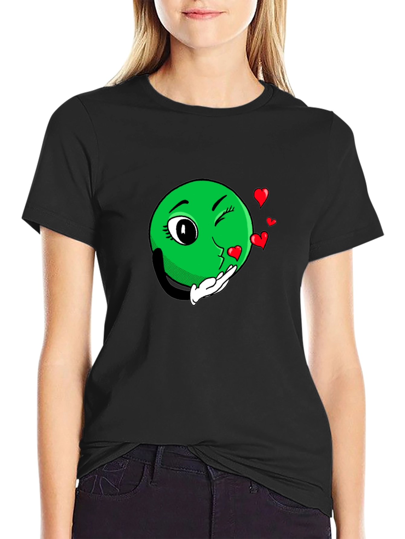 Black Emoji Love Black T-Shirt view 2