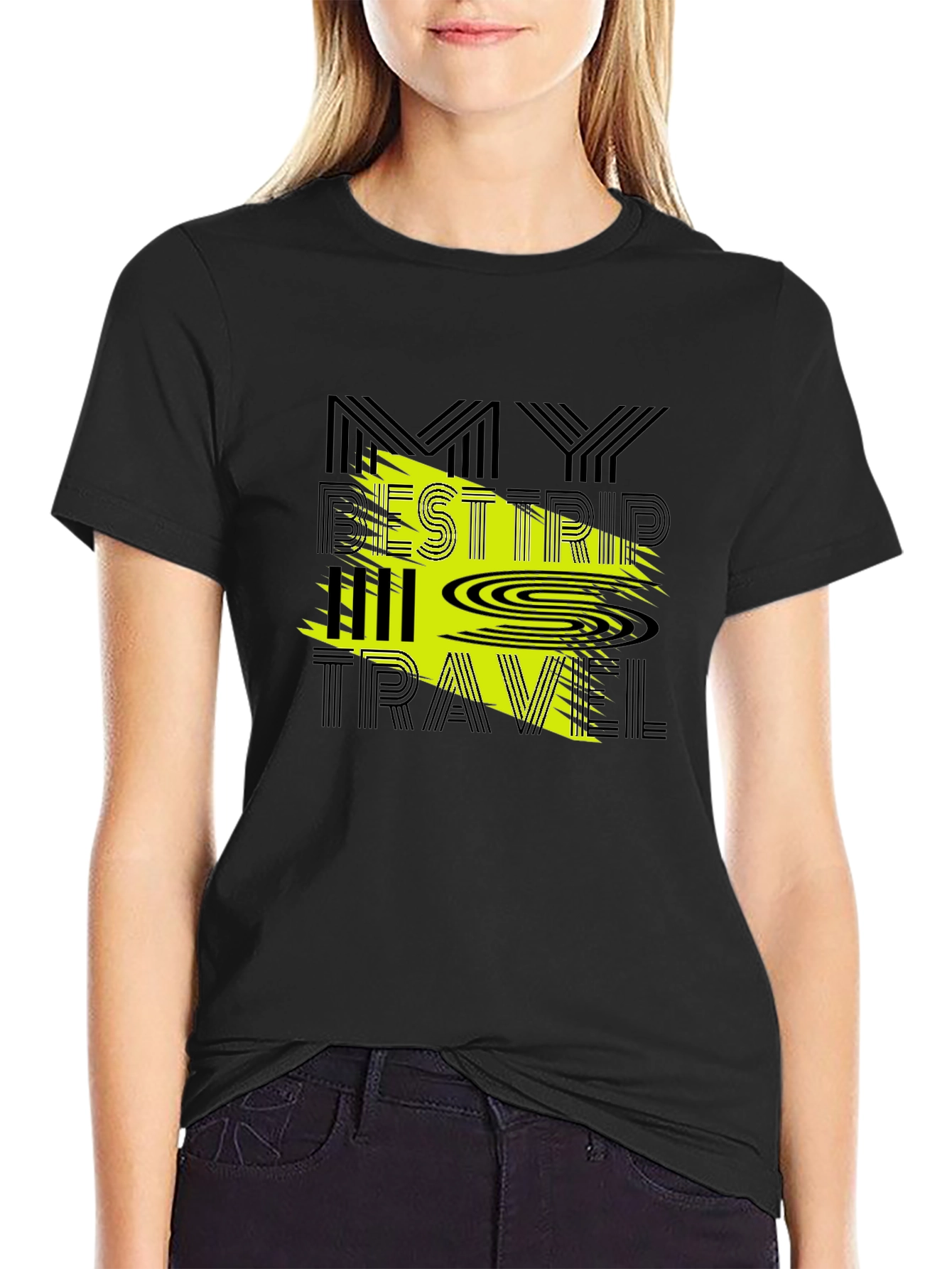 Black My Best Trip All Travel Graphic Tee - Black view 2