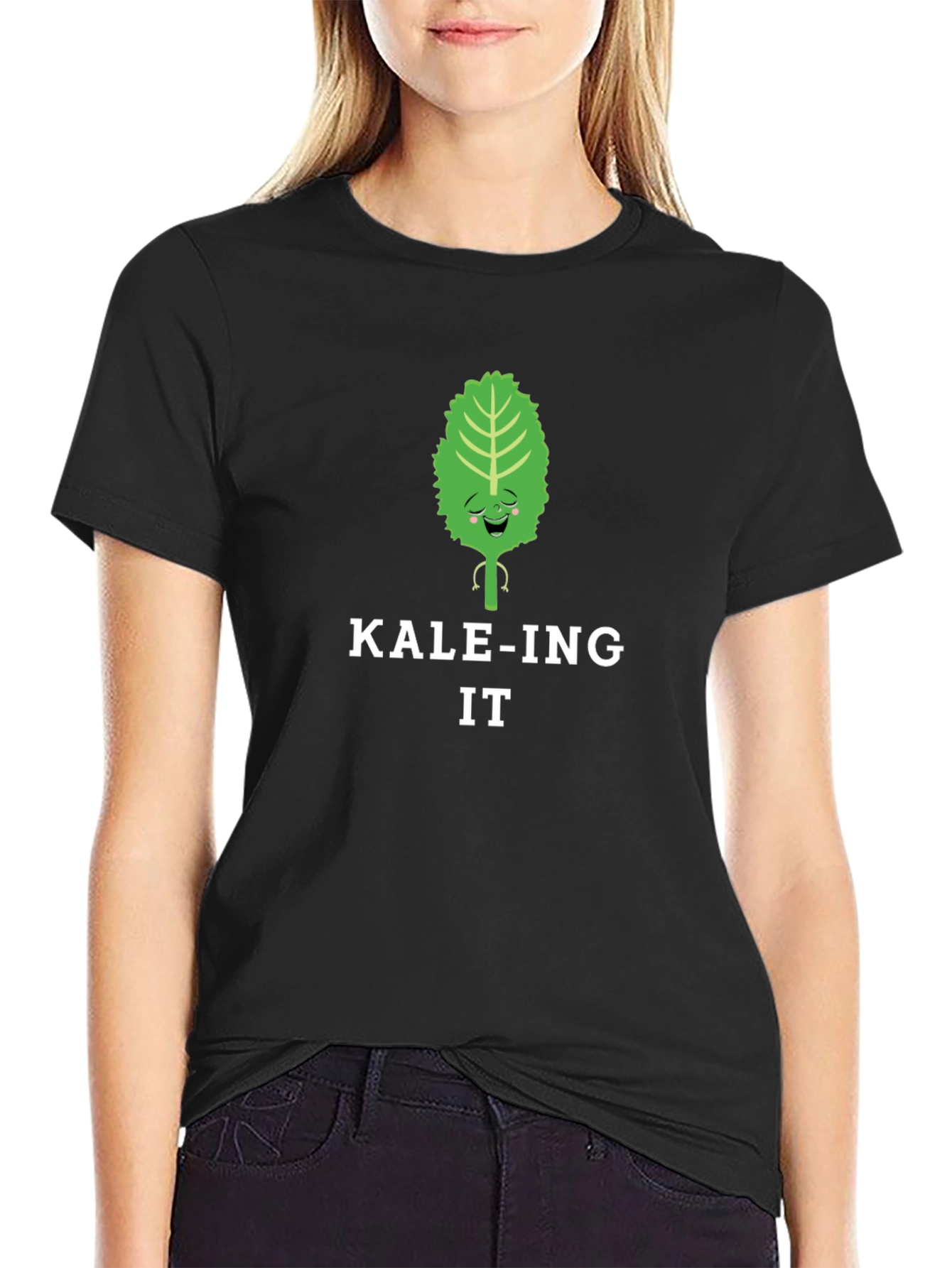 Black Kale-ing It Funny Graphic T-Shirt view 2
