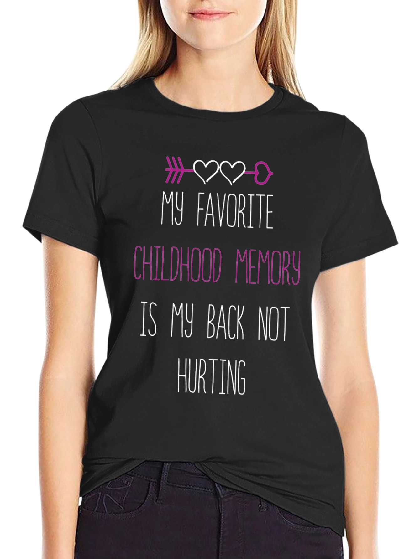 Black Funny Back Pain Relief T-Shirt Childhood Memory view 2