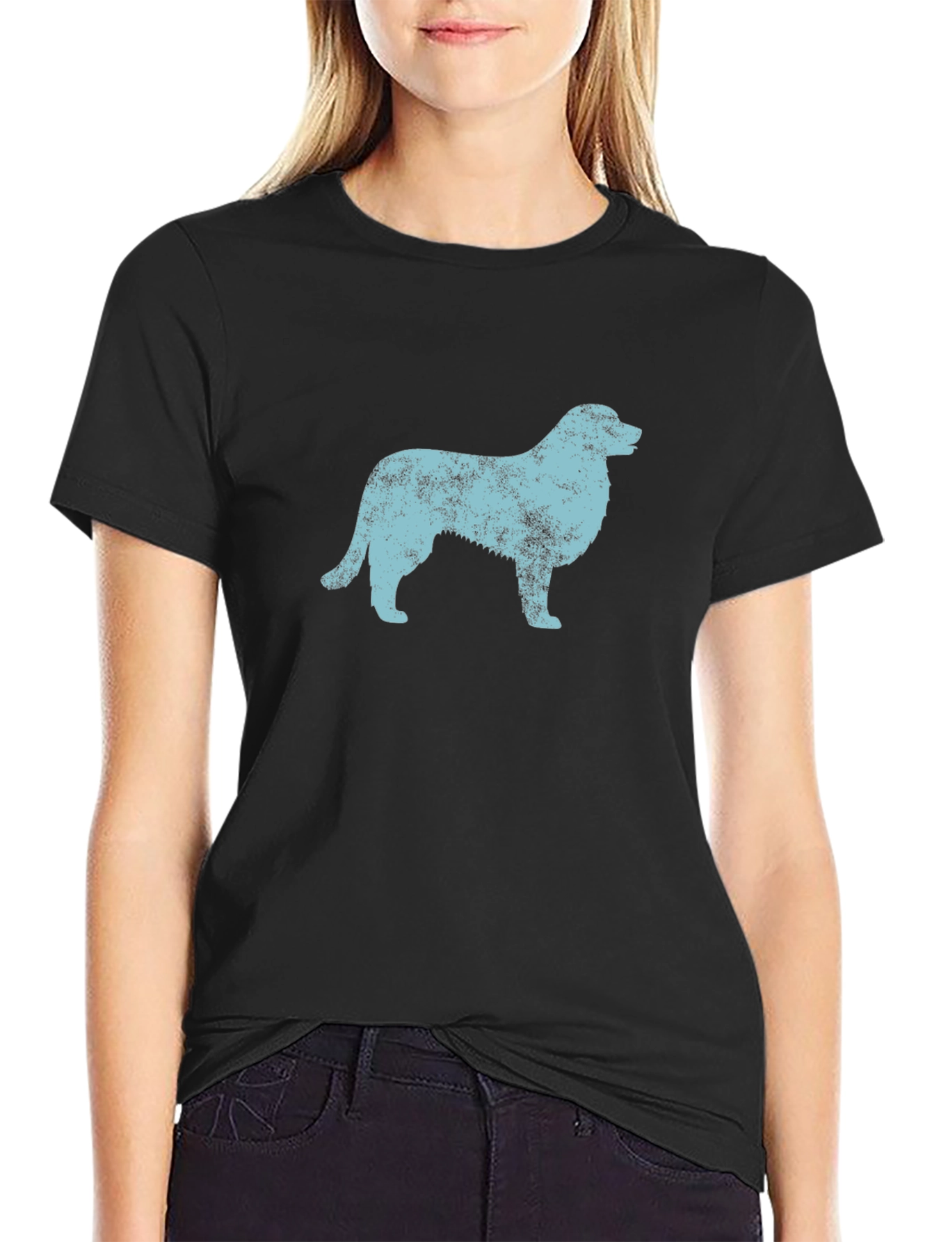 Black Dog Silhouette Graphic Black T-Shirt view 2