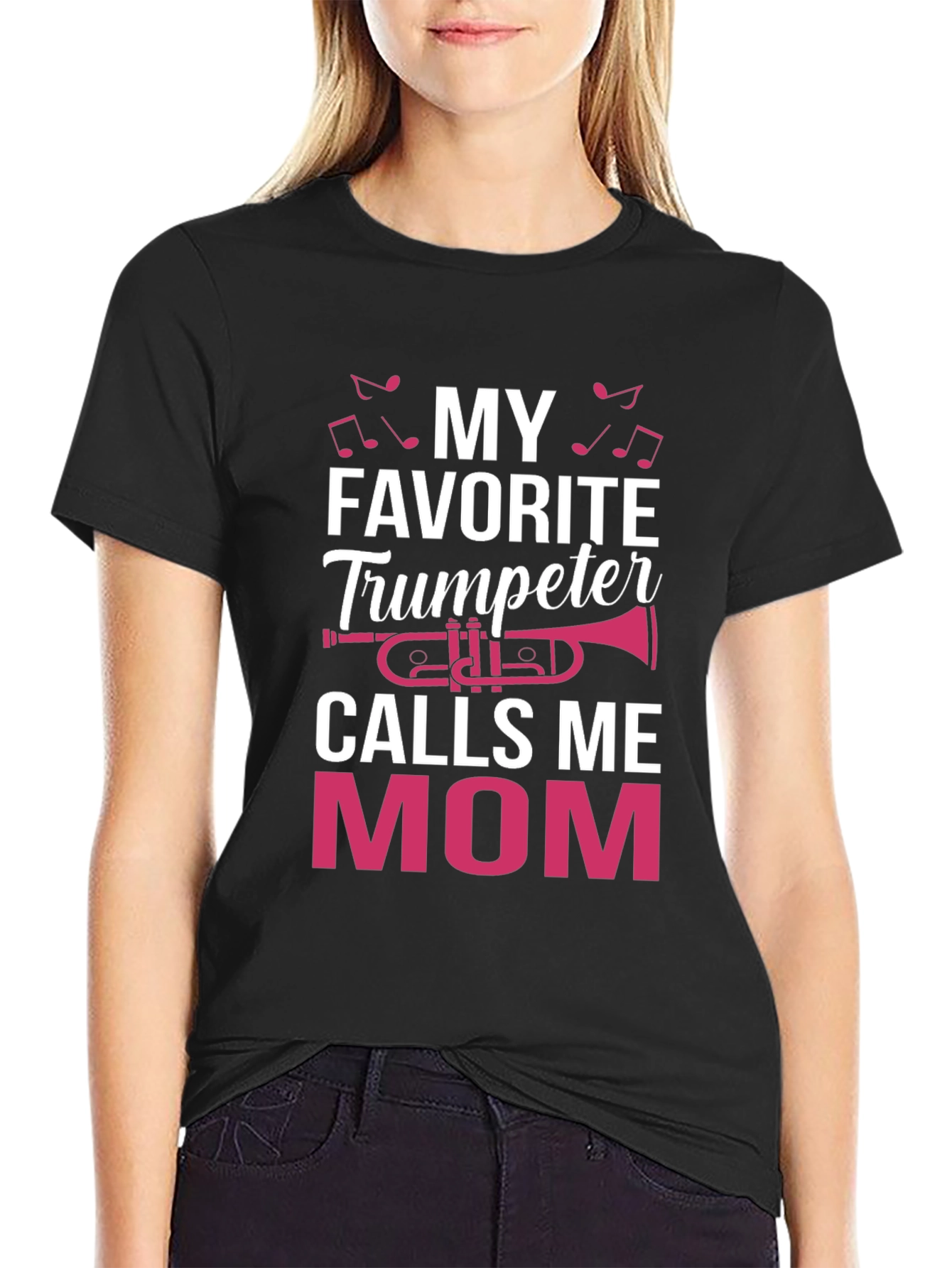 Black My Favorite Trumpeter Calls Me Mom T-Shirt view 2