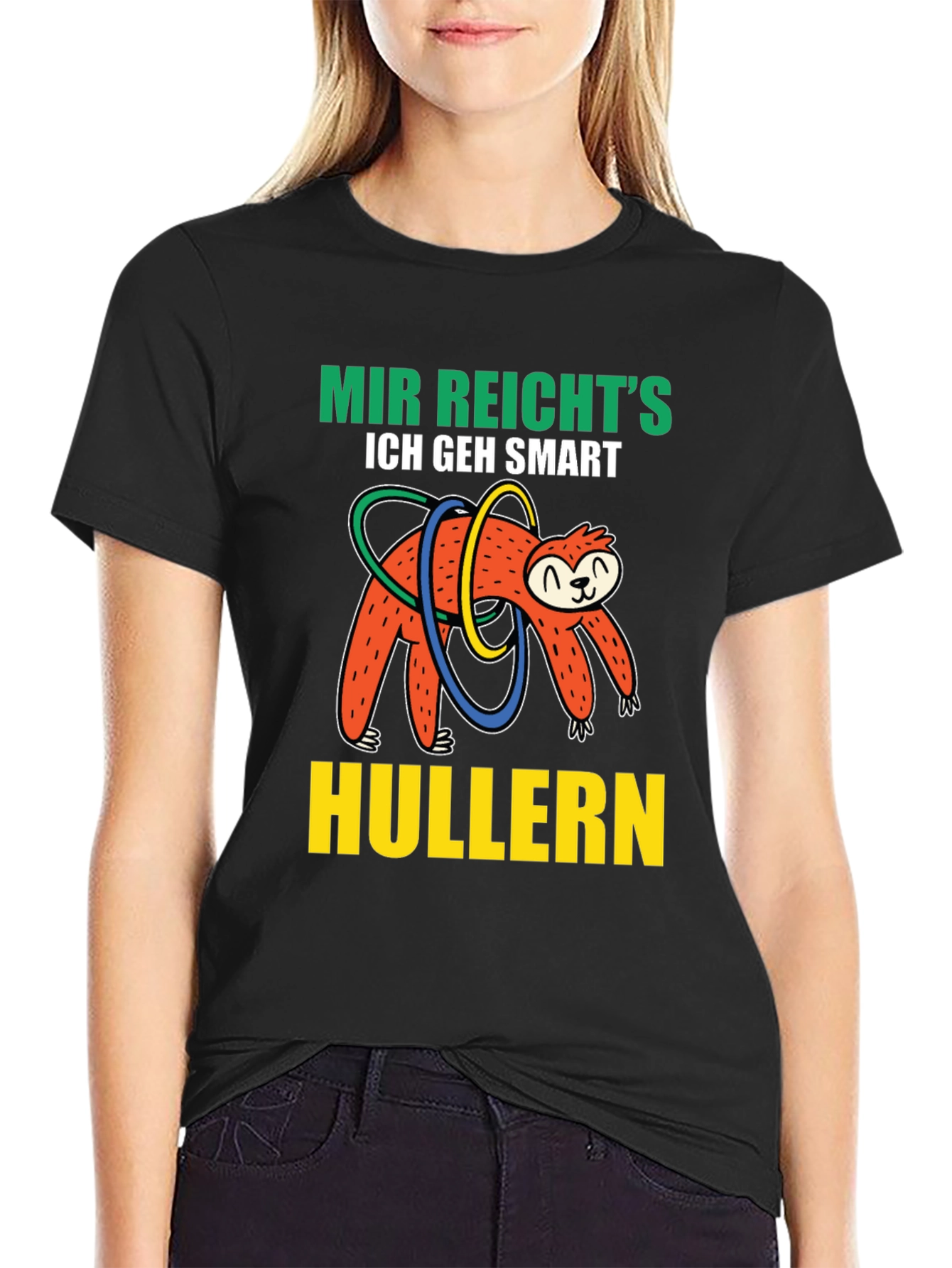 Black Mir Reicht's Sloth Hulla Hooping T-Shirt view 2