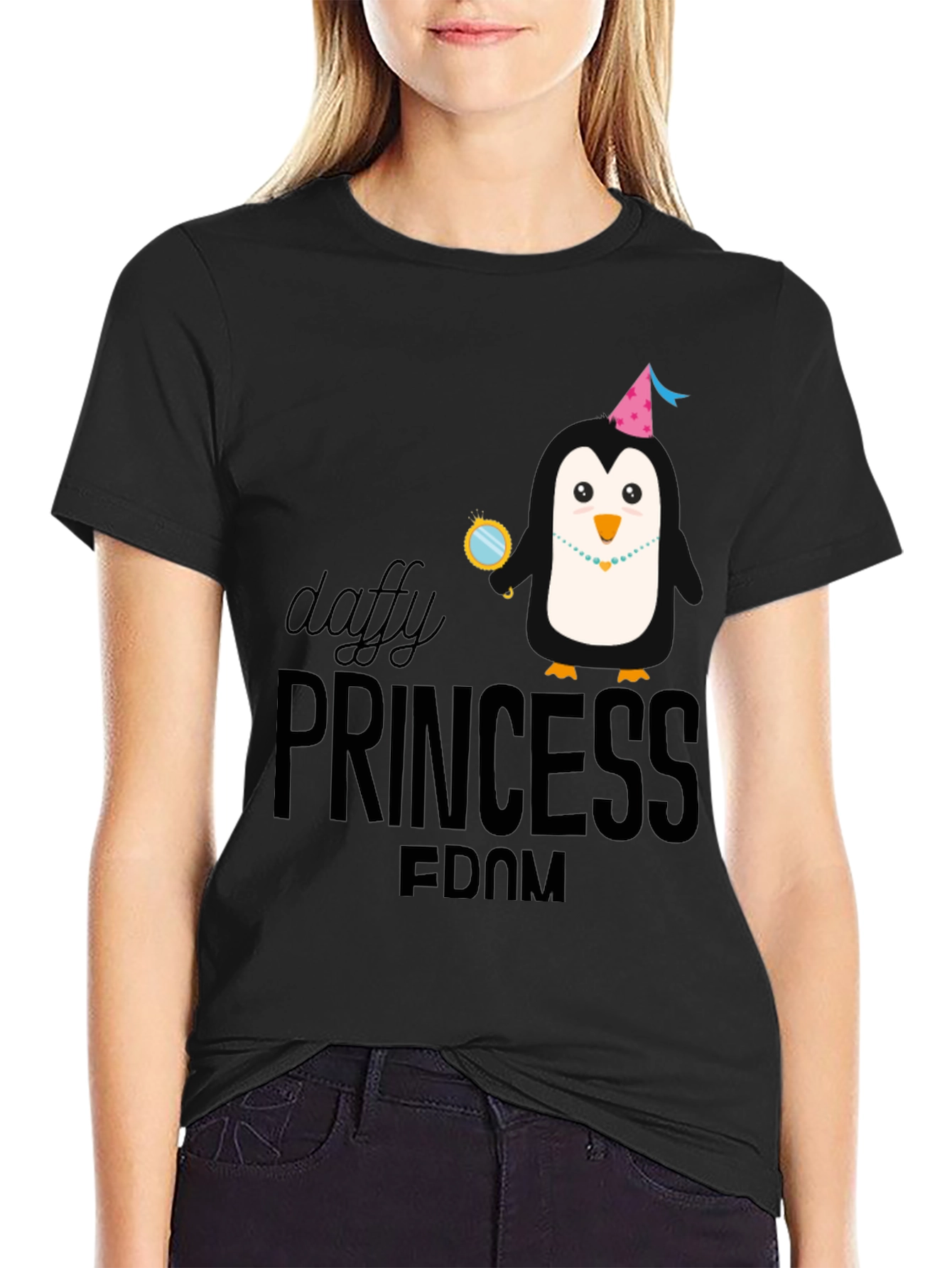 Black Daffy Princess Dom T-Shirt - Black Graphic Tee view 2