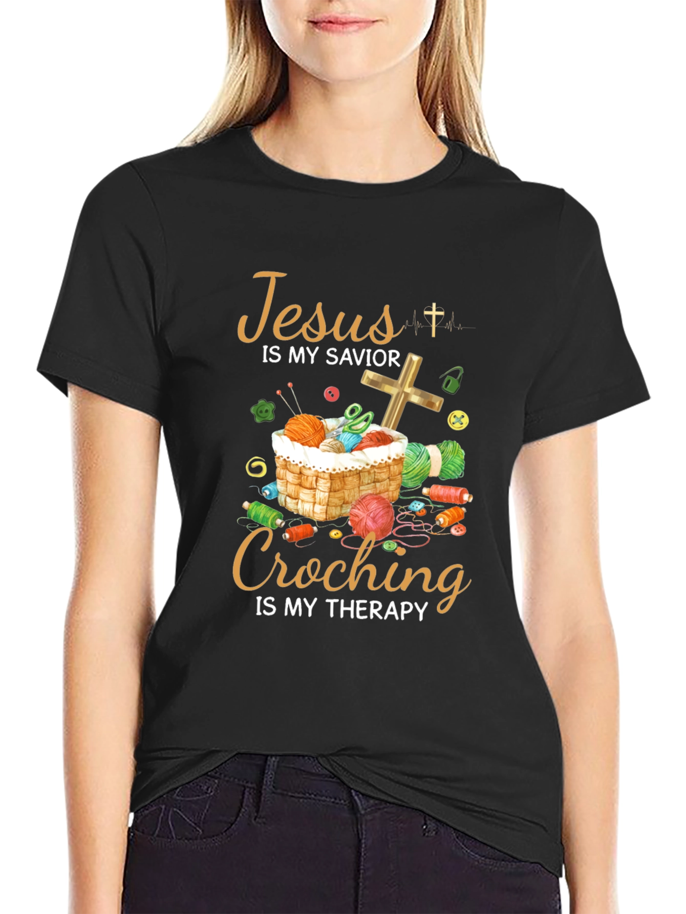 Jesus is My Savior Crochet Therapy T-Shirt - 2