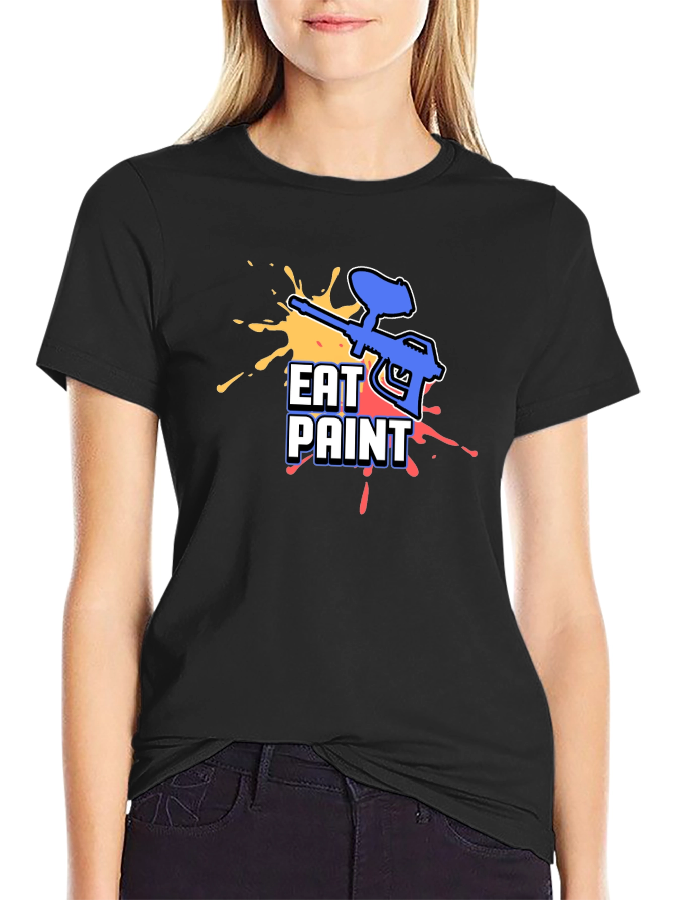 Black Eat Paint T-Shirt - Paintball Design view 2