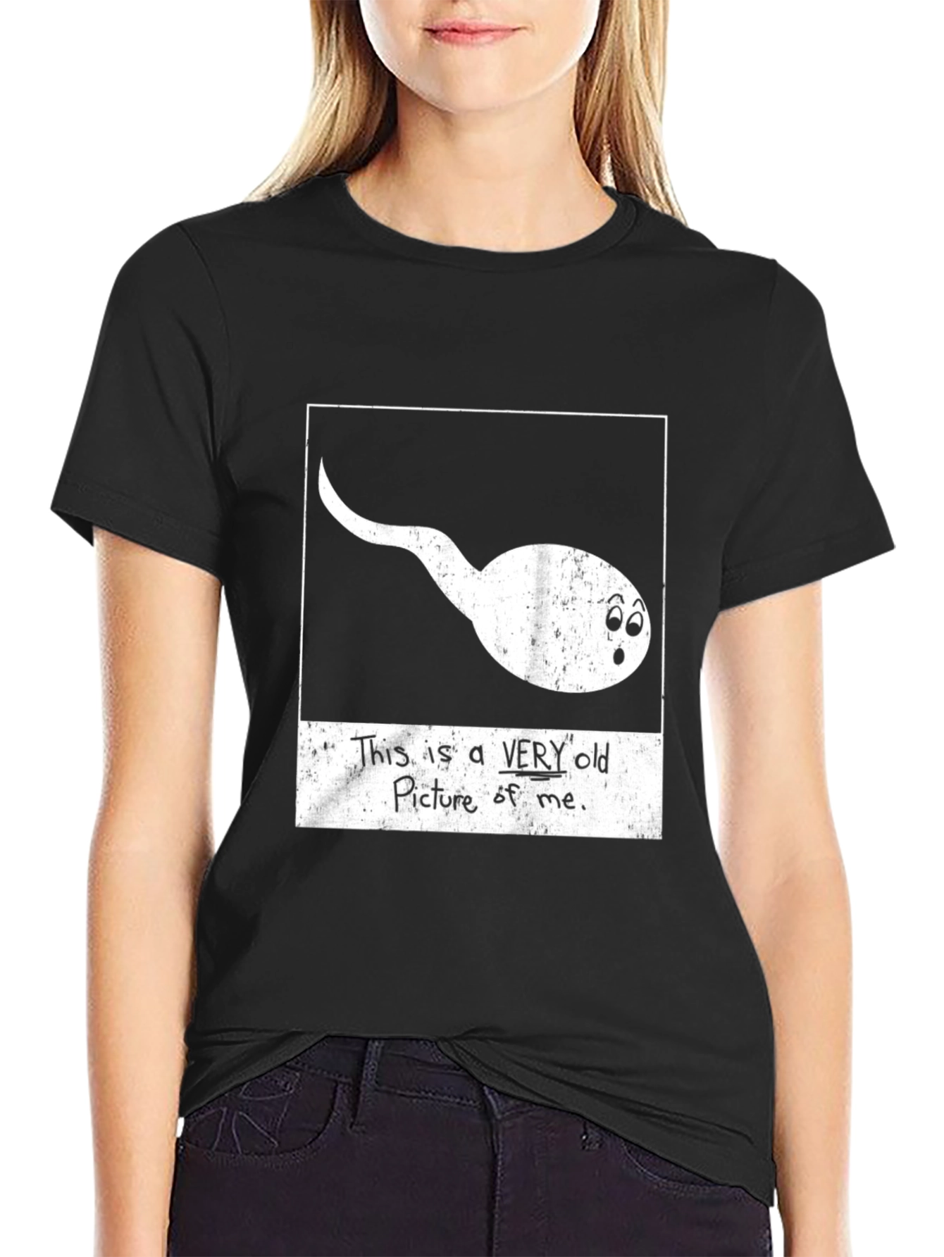 Black Funny Sperm 'Old Picture of Me' Graphic Tee view 2