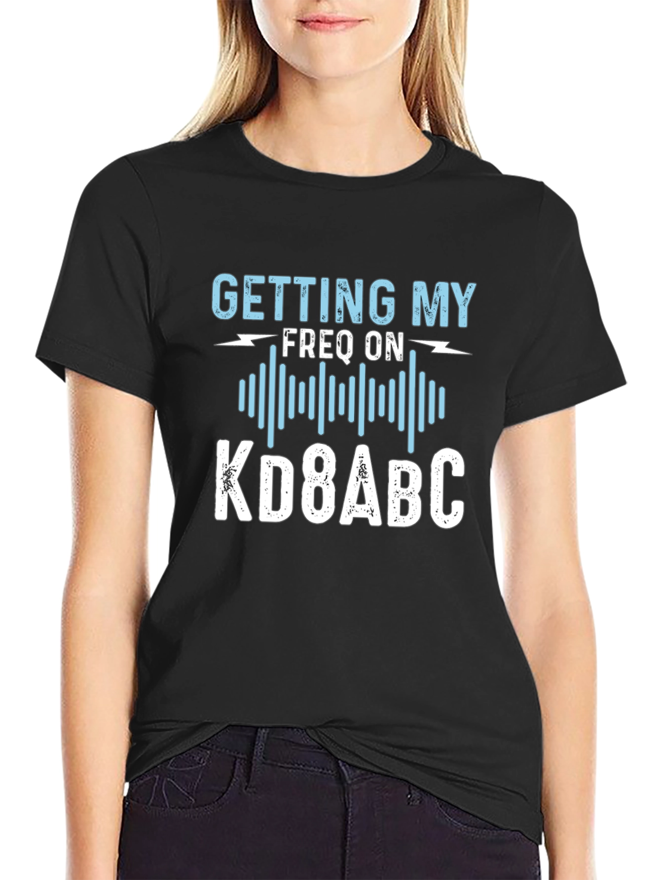 Black Getting My Freq On T-Shirt KD8ABC view 2