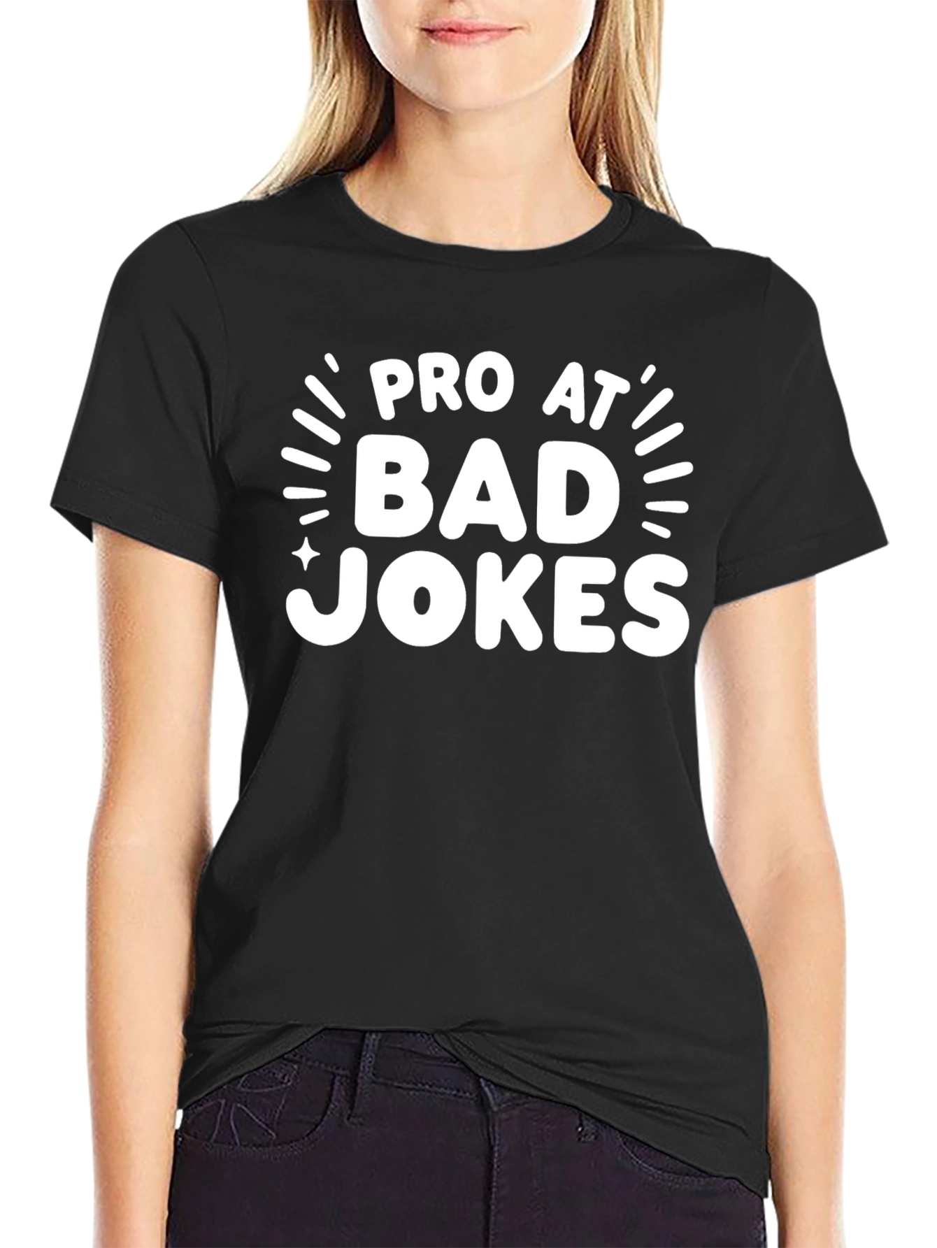 Black Pro At Bad Jokes Graphic T-Shirt - Funny Tee view 2