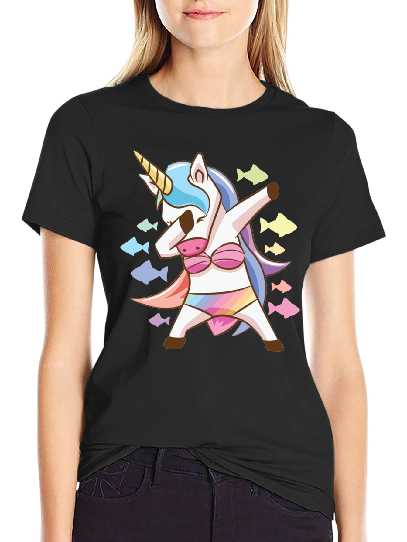 Black Unicorn Dab T-Shirt view 2