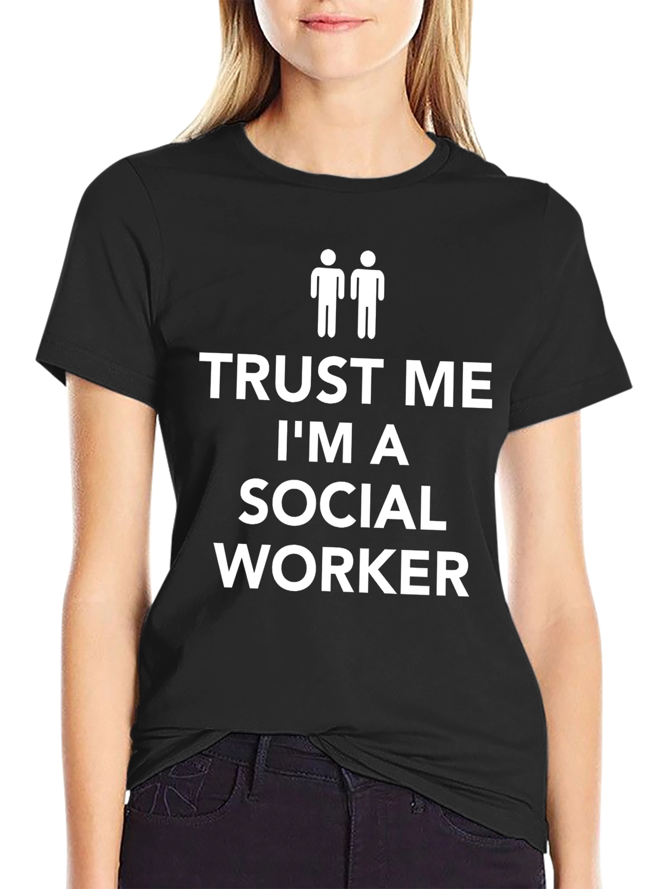 Black Trust Me I'm A Social Worker T-Shirt view 2