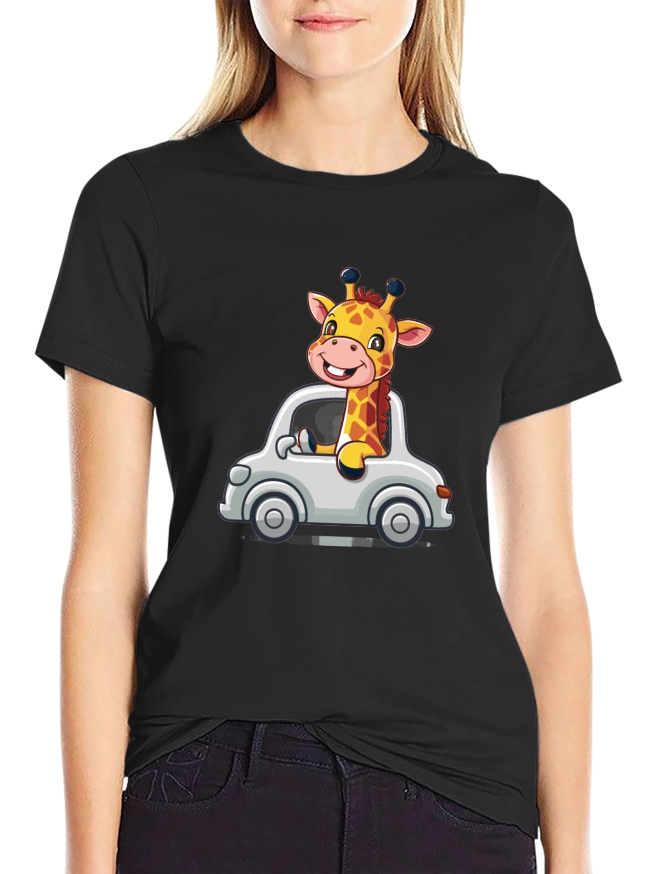 Black Giraffe Car Ride T-Shirt view 2