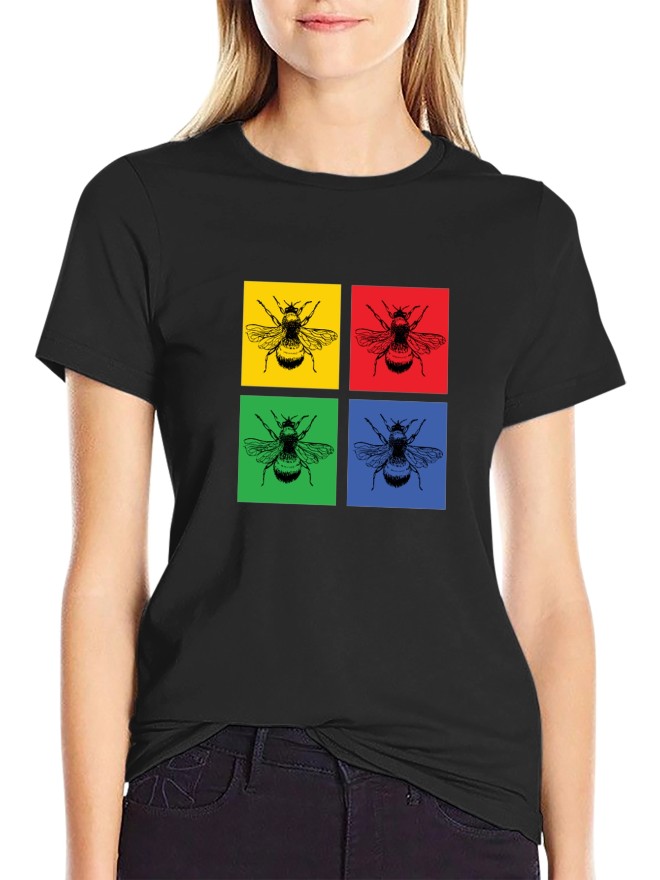 Black Pop Art Bee Graphic Tee - Bold & Stylish view 2