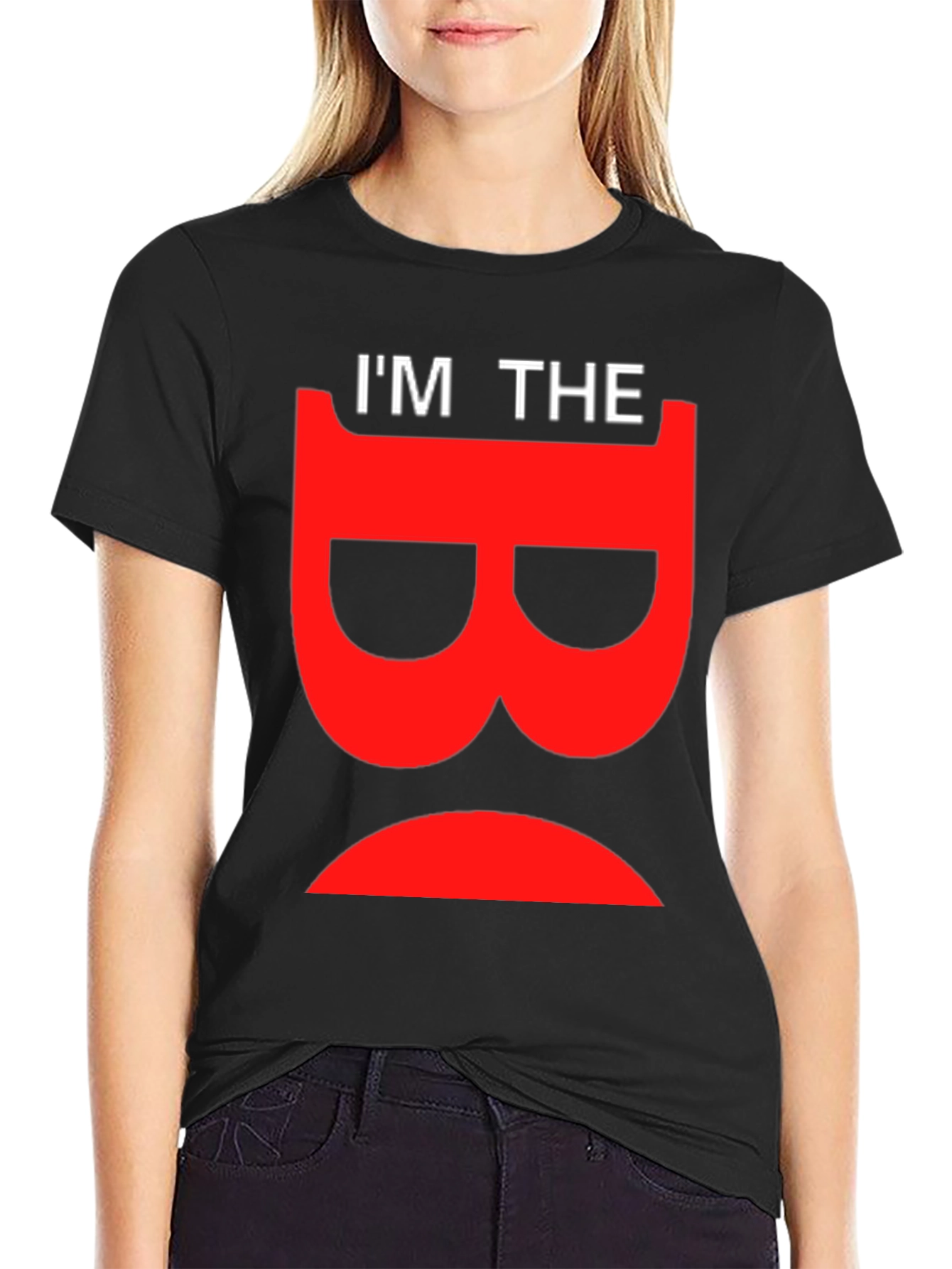 Black I'm The B Black T-Shirt Funny Letter Graphic Tee view 2