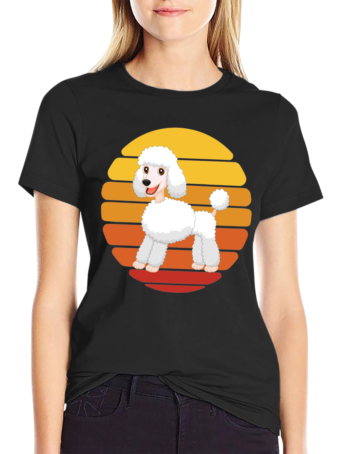 Black Poodle Sunset Graphic Tee view 2
