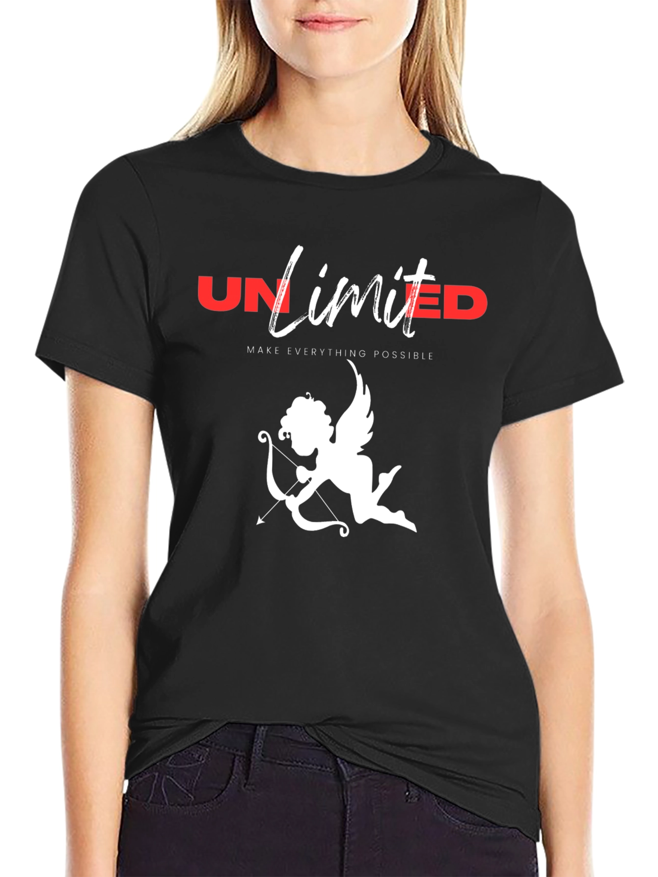 Black Unlimited Love Cupid Graphic T-Shirt view 2