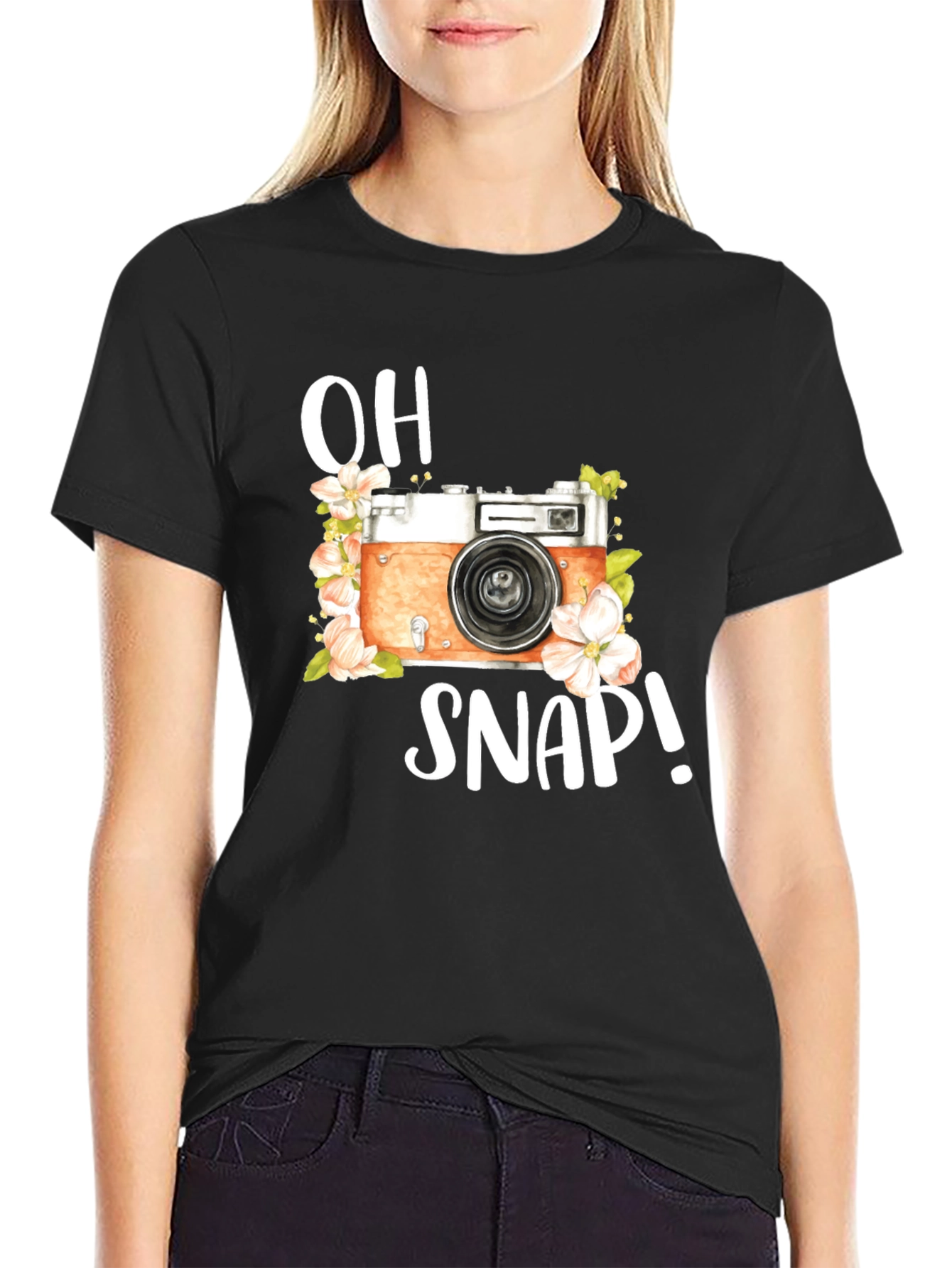 Black Retro Camera Graphic T-Shirt - Oh Snap! view 2