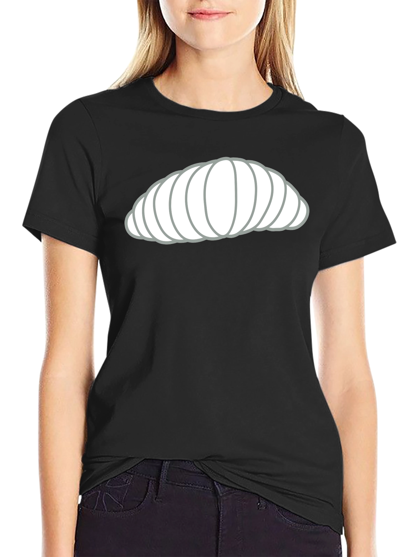 Black Croissant Graphic Black T-Shirt - Unisex Casual Tee view 2