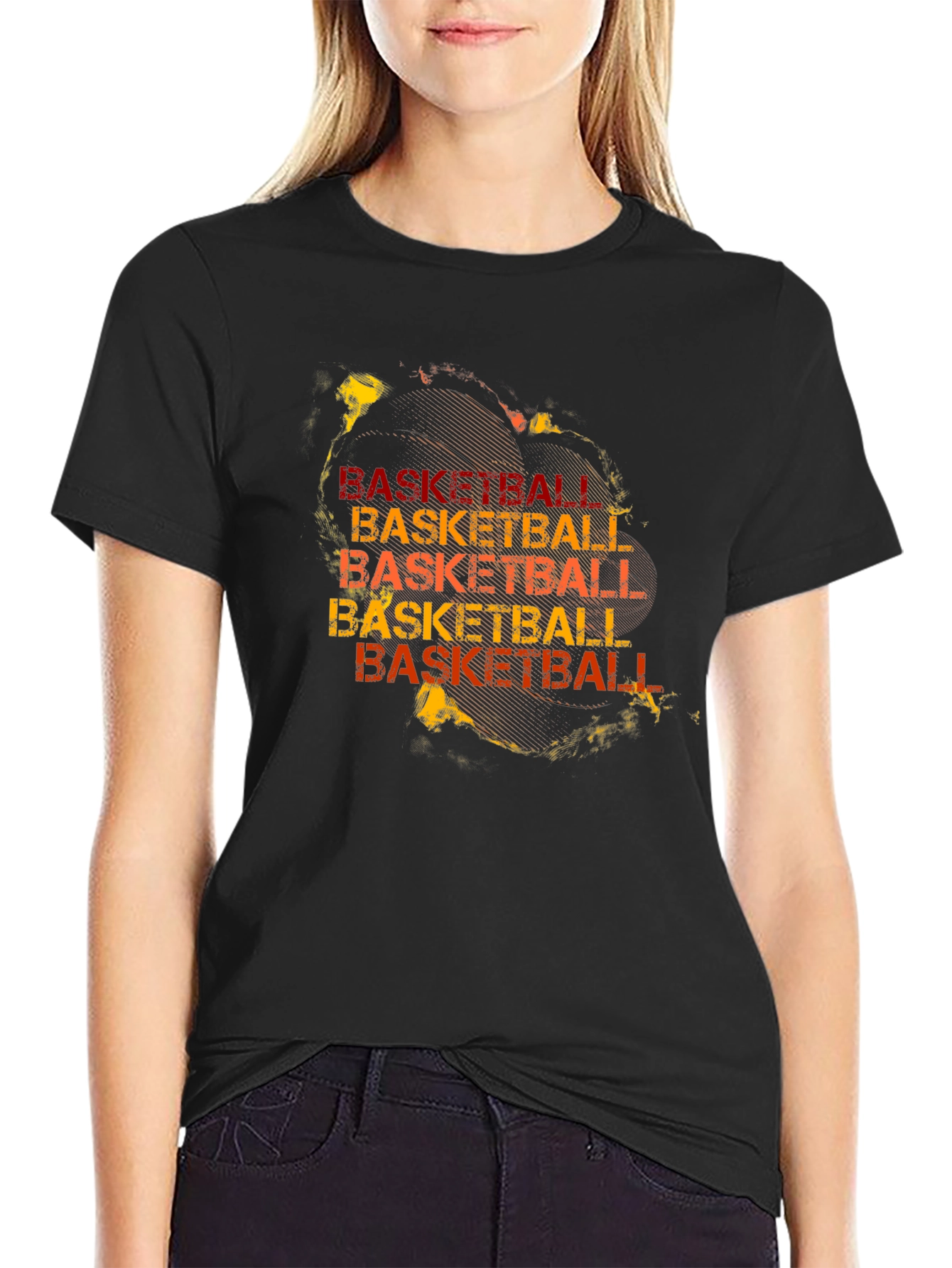 Black Basketball Graphic Print T-Shirt view 2