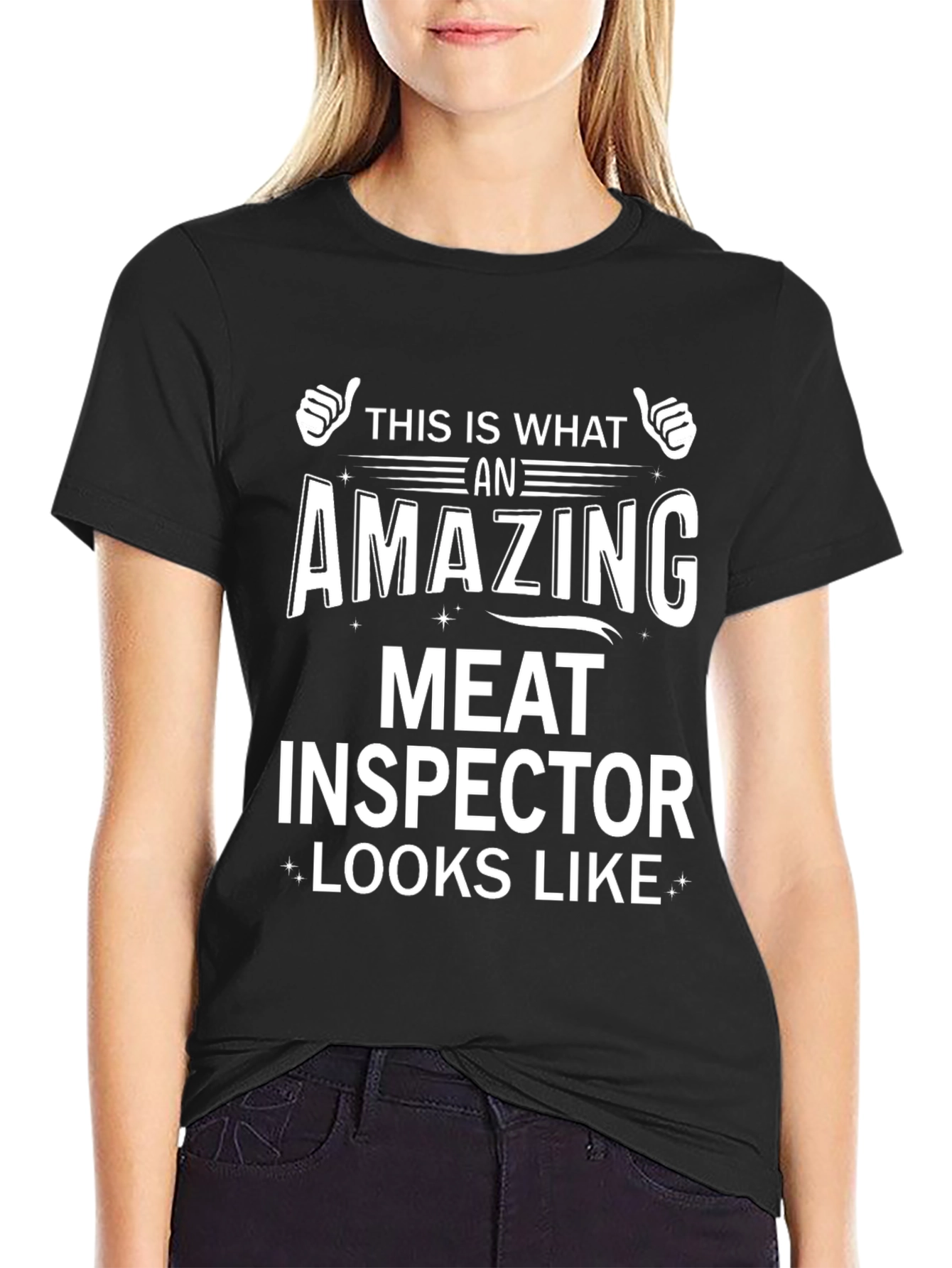 Black Amazing Meat Inspector T-Shirt - Funny Job Pride Tee view 2