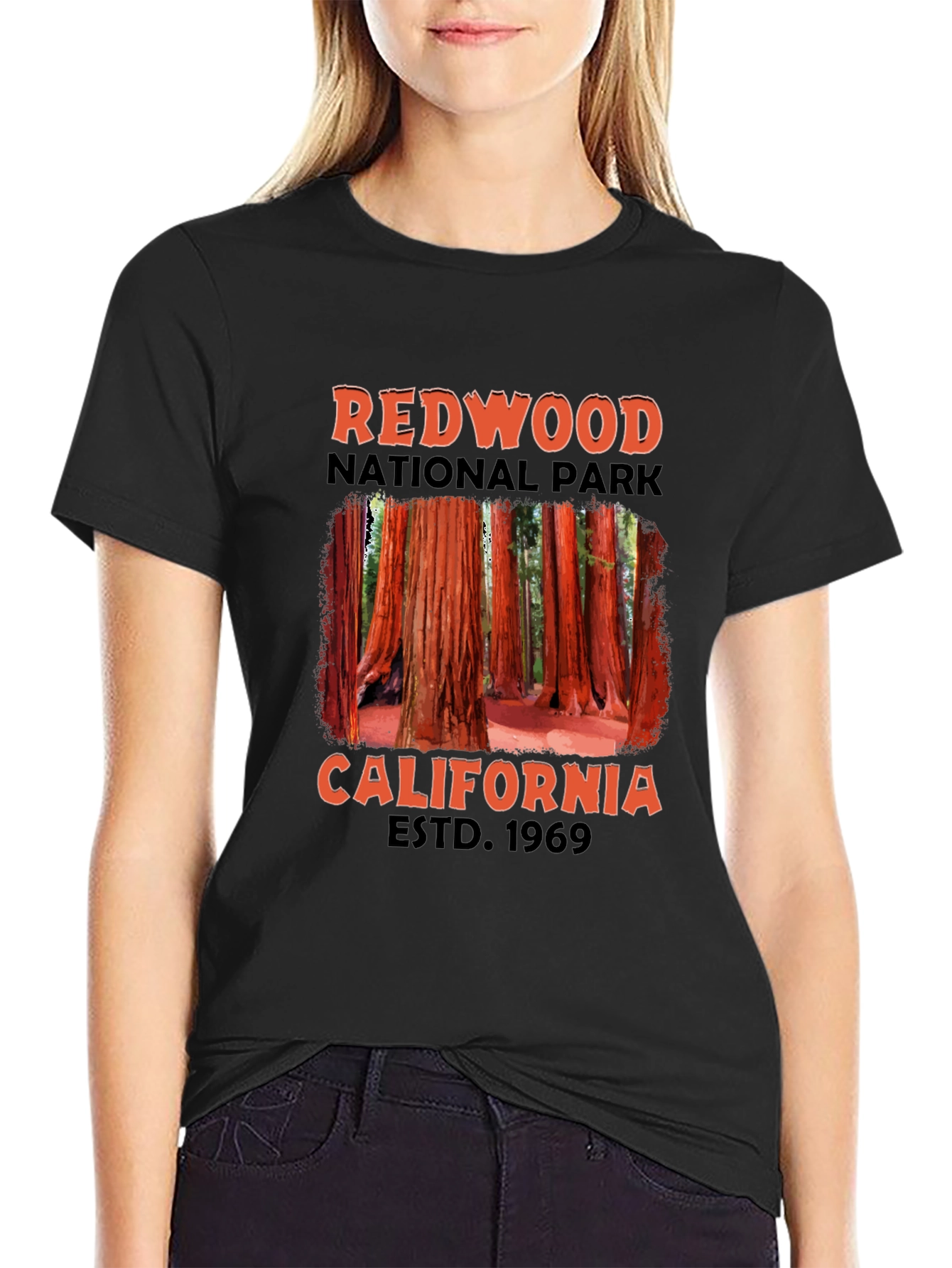 Black Redwood National Park Black T-Shirt view 2