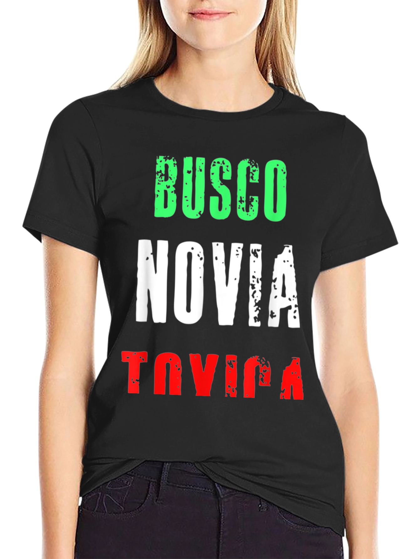 Black Funny "Busco Novia" T-Shirt - Novelty Bachelor Tee view 2