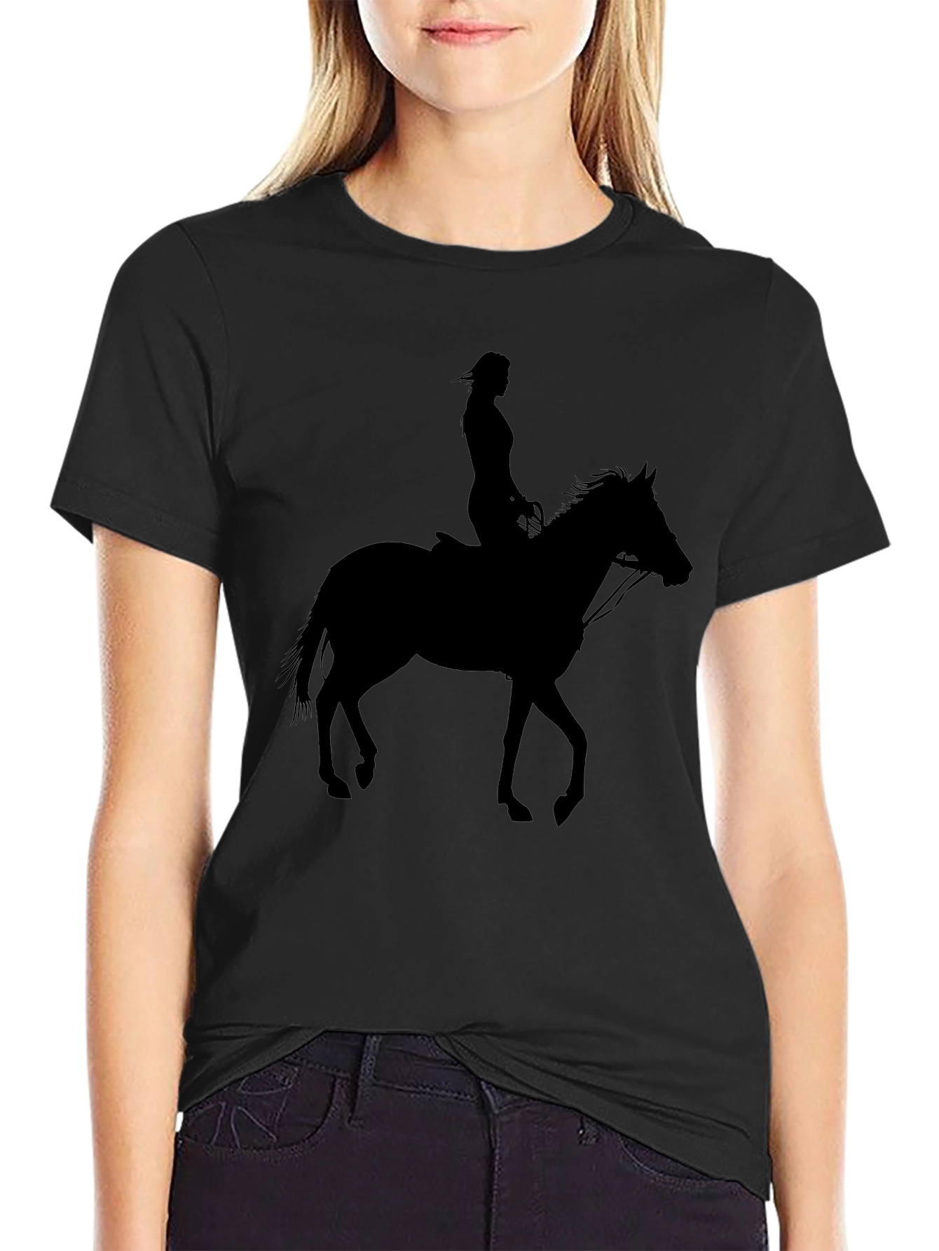 Black Horse Rider Silhouette Graphic Tee view 2