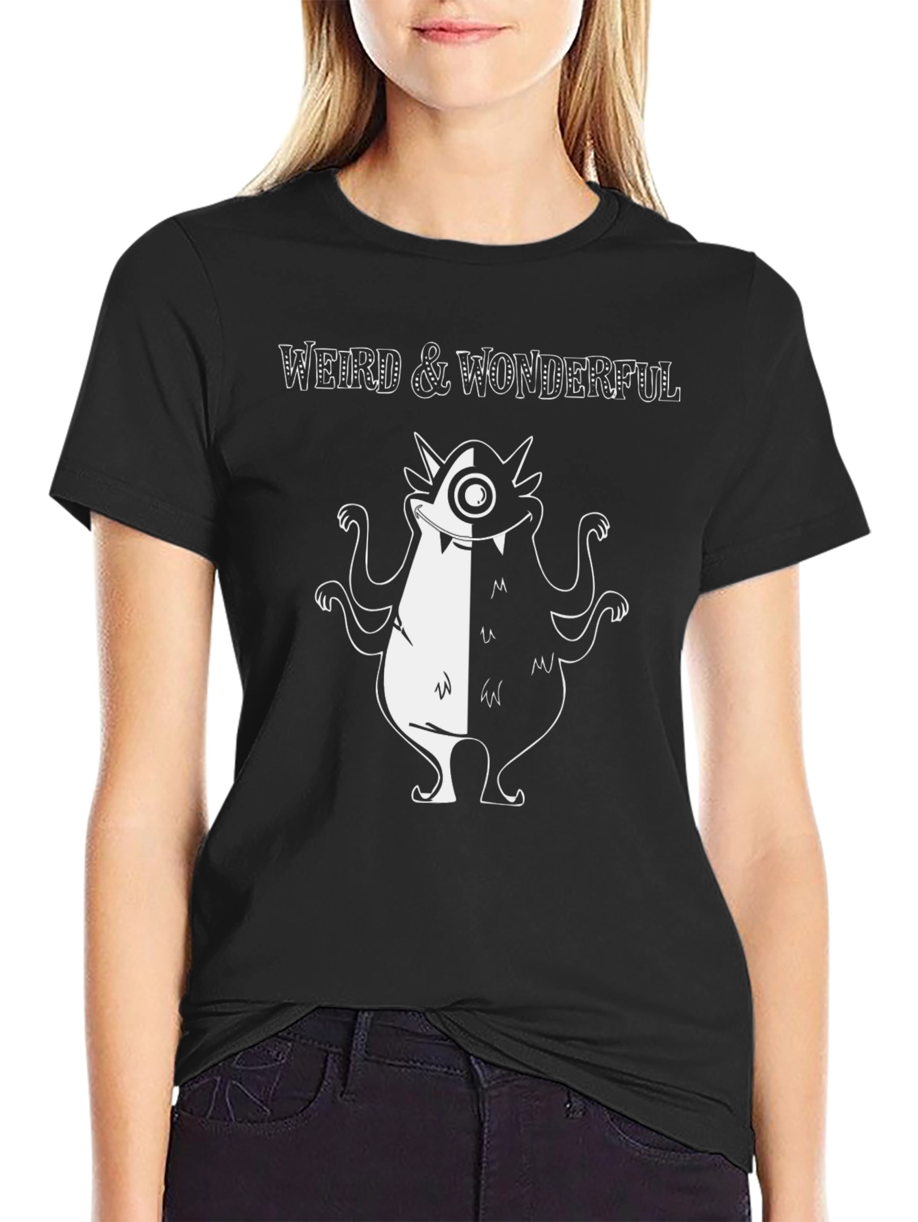 Black Weird & Wonderful Monster Graphic T-Shirt view 2