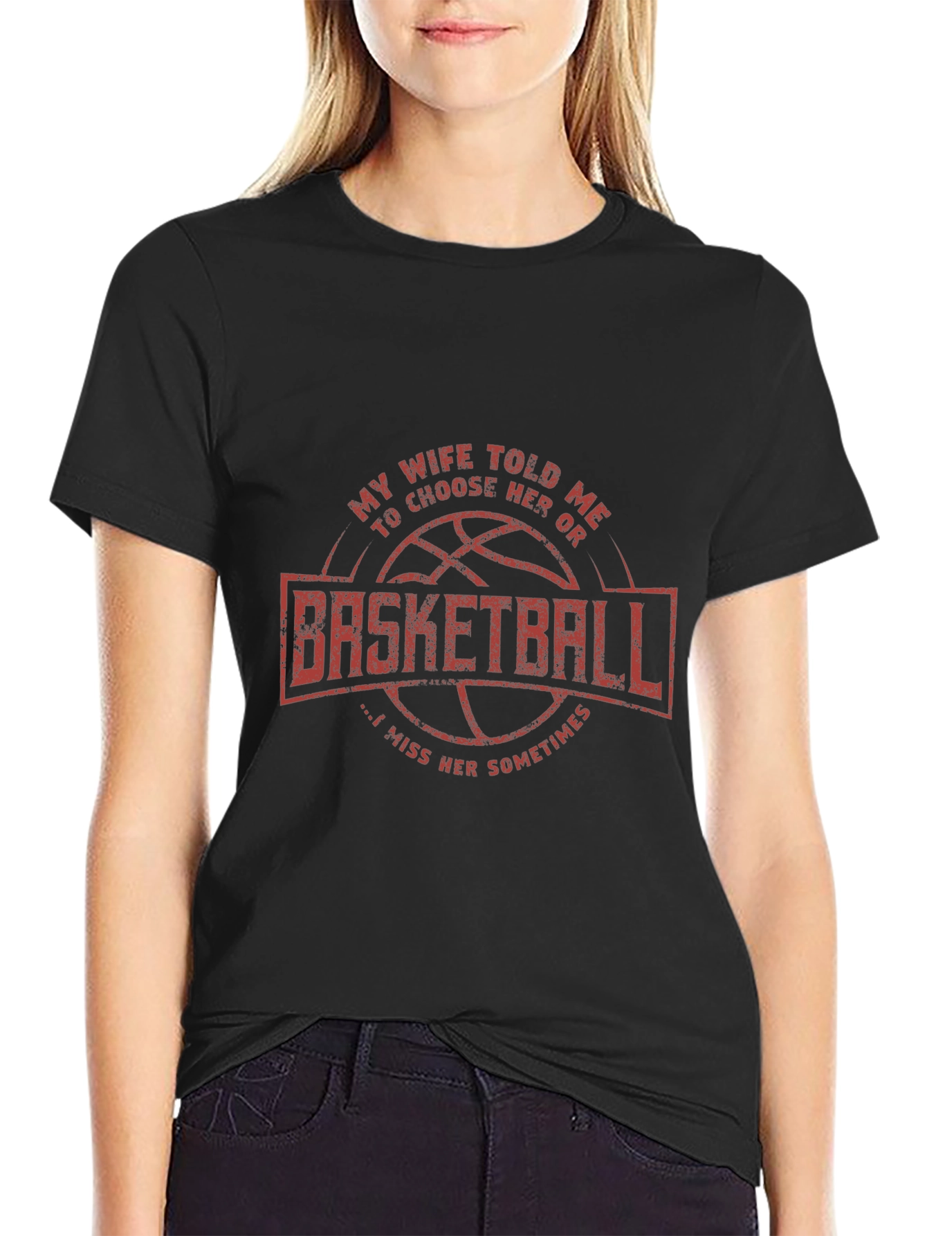 Black Basketball Lover's Tee: My Wife Told Me To Choose view 2