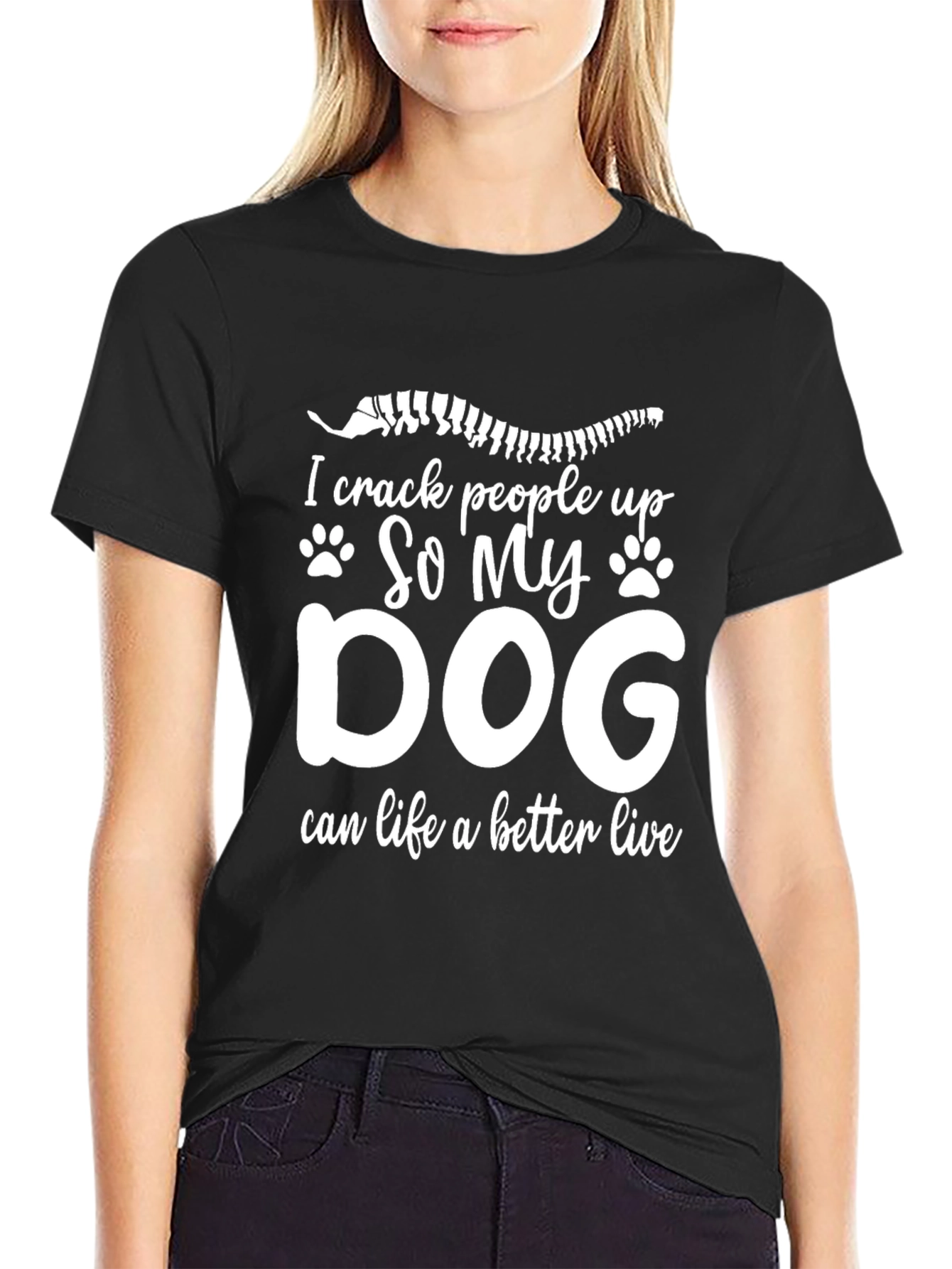 Black I Crack People Up Dog T-Shirt Funny Chiropractic Tee view 2