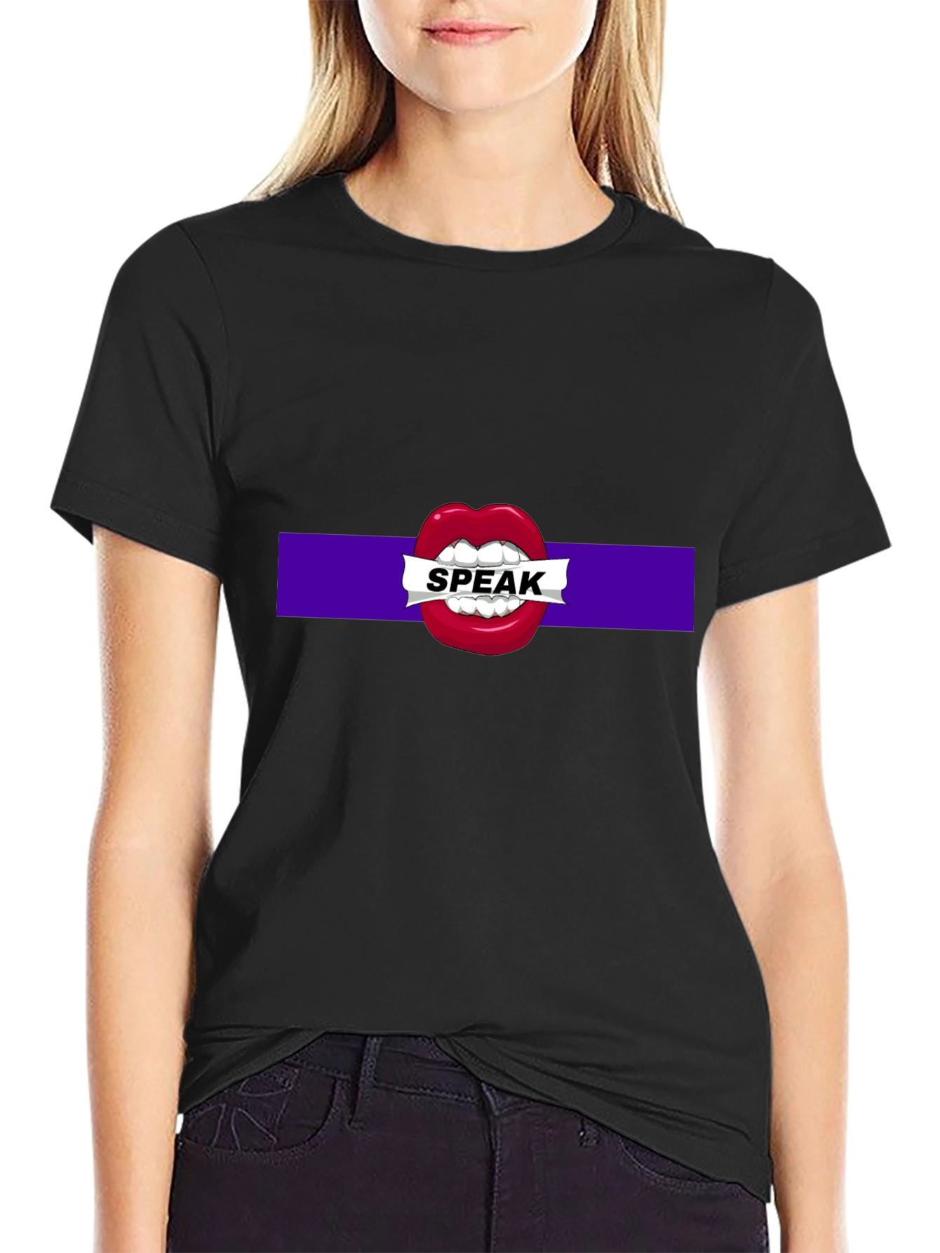 Black Speak Up Graphic Tee - Bold Expression T-Shirt view 2