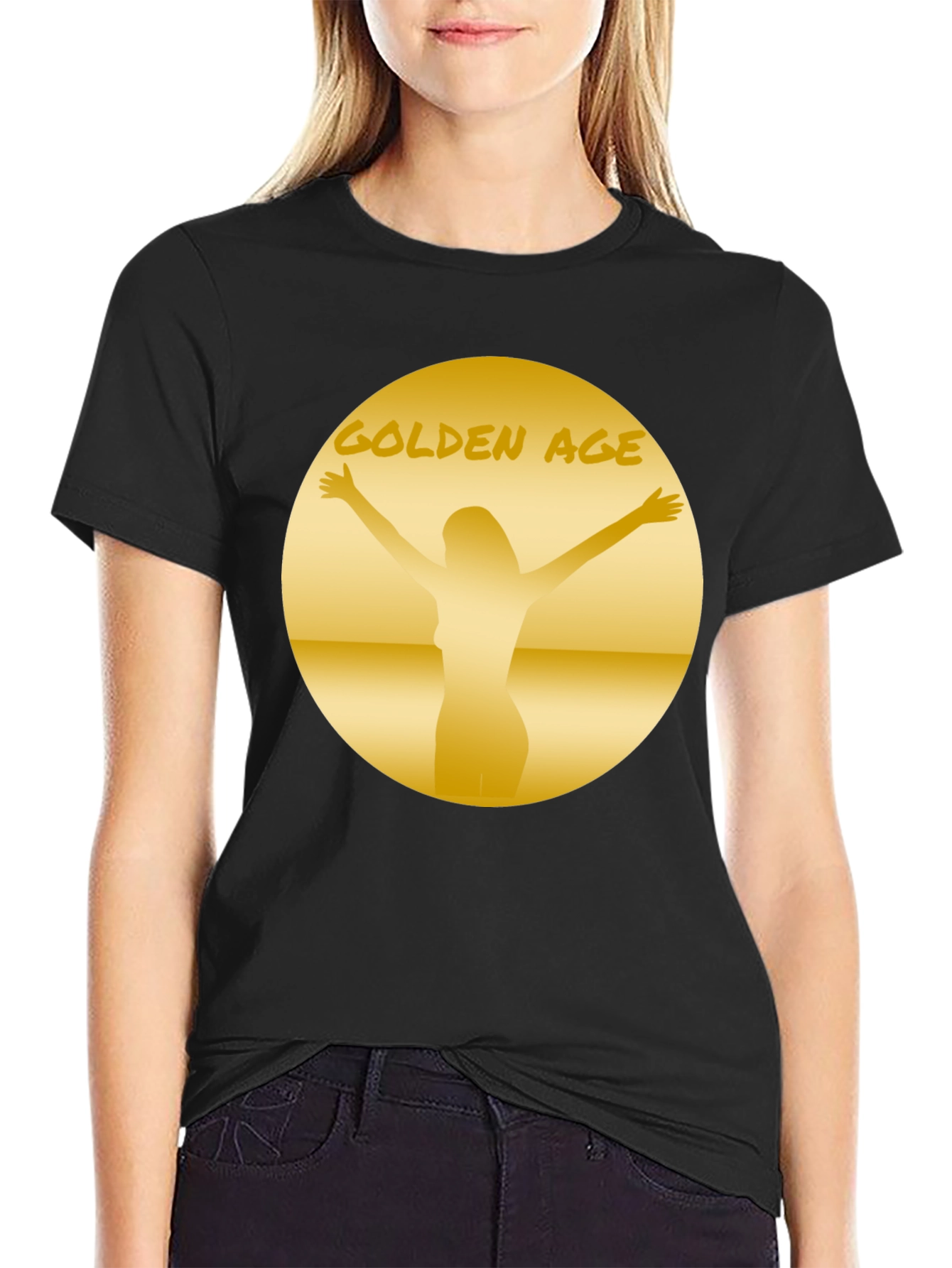 Black Golden Age Graphic Tee - Black Cotton T-Shirt view 2