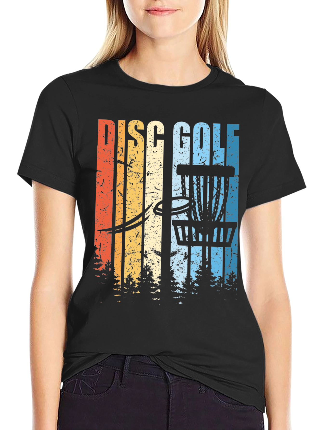 Black Retro Disc Golf T-Shirt view 2