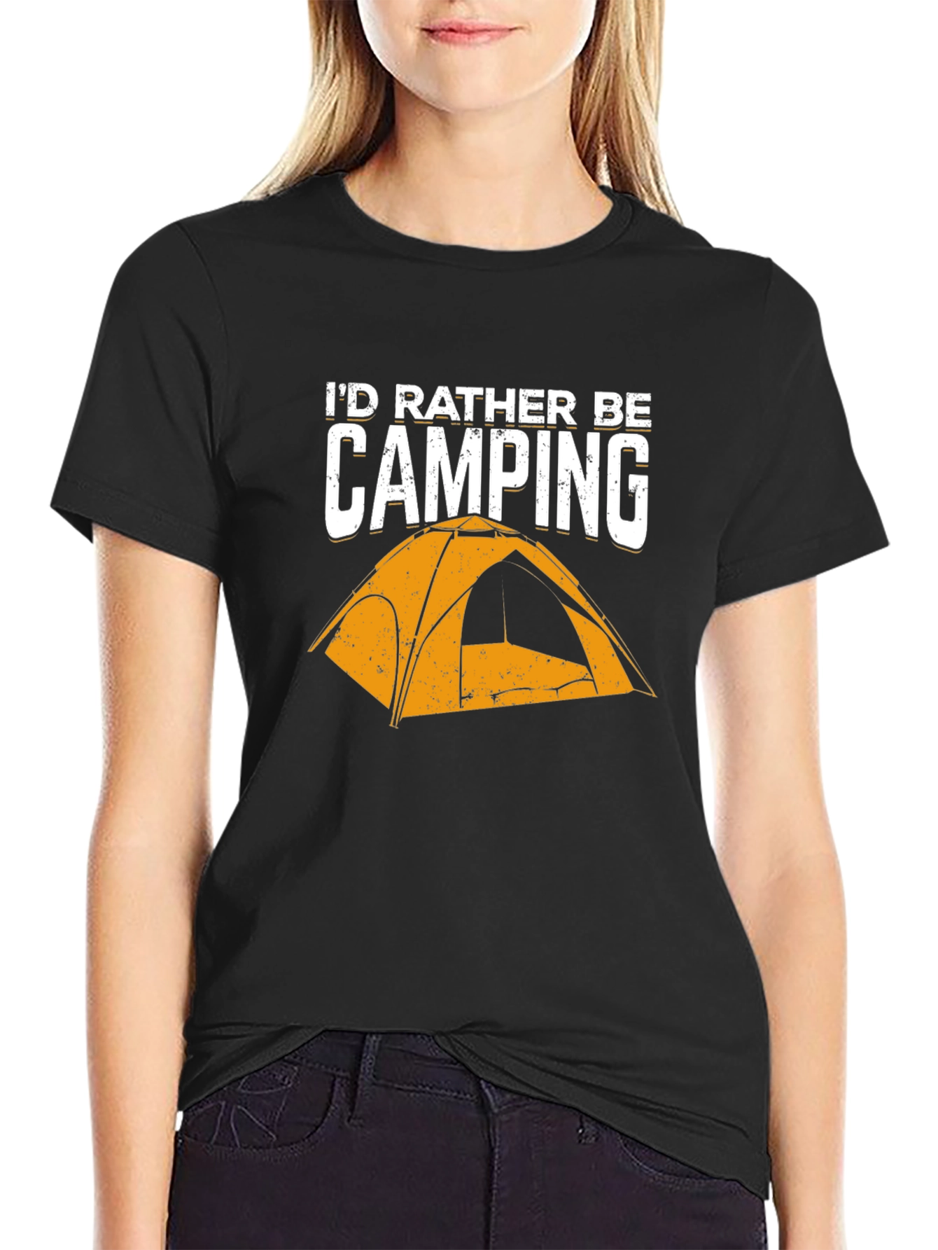 Black I'd Rather Be Camping Graphic T-Shirt view 2