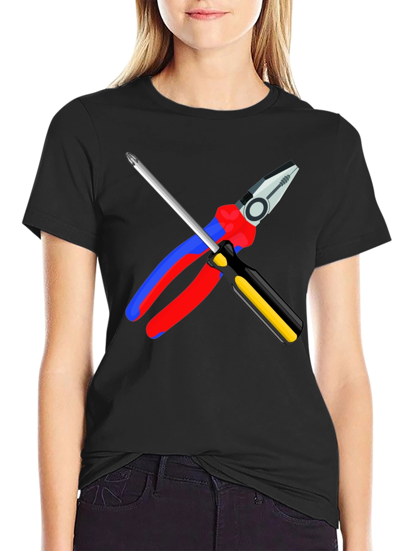 Electrician's Tool T-Shirt: Pliers & Screwdriver Graphic - 2