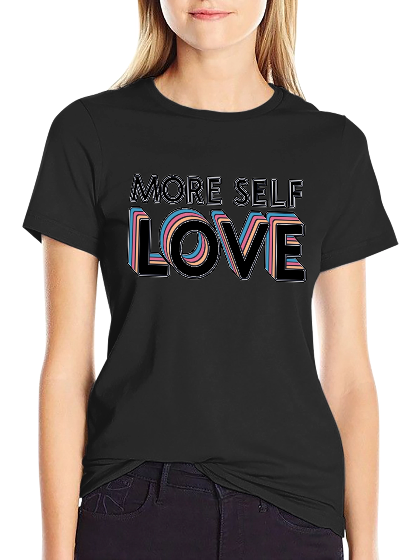 Black More Self Love Black Graphic T-Shirt view 2